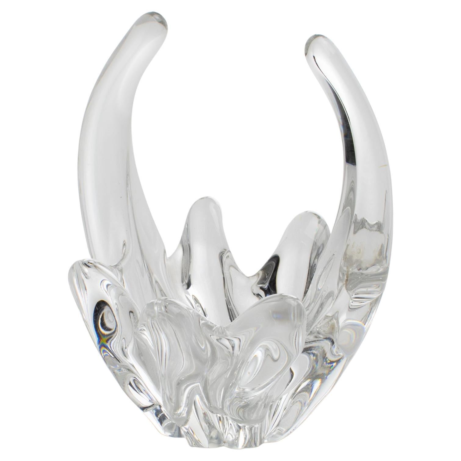 Daum France Crystal Bud Vase, Basket or Vide Poche, circa 1970