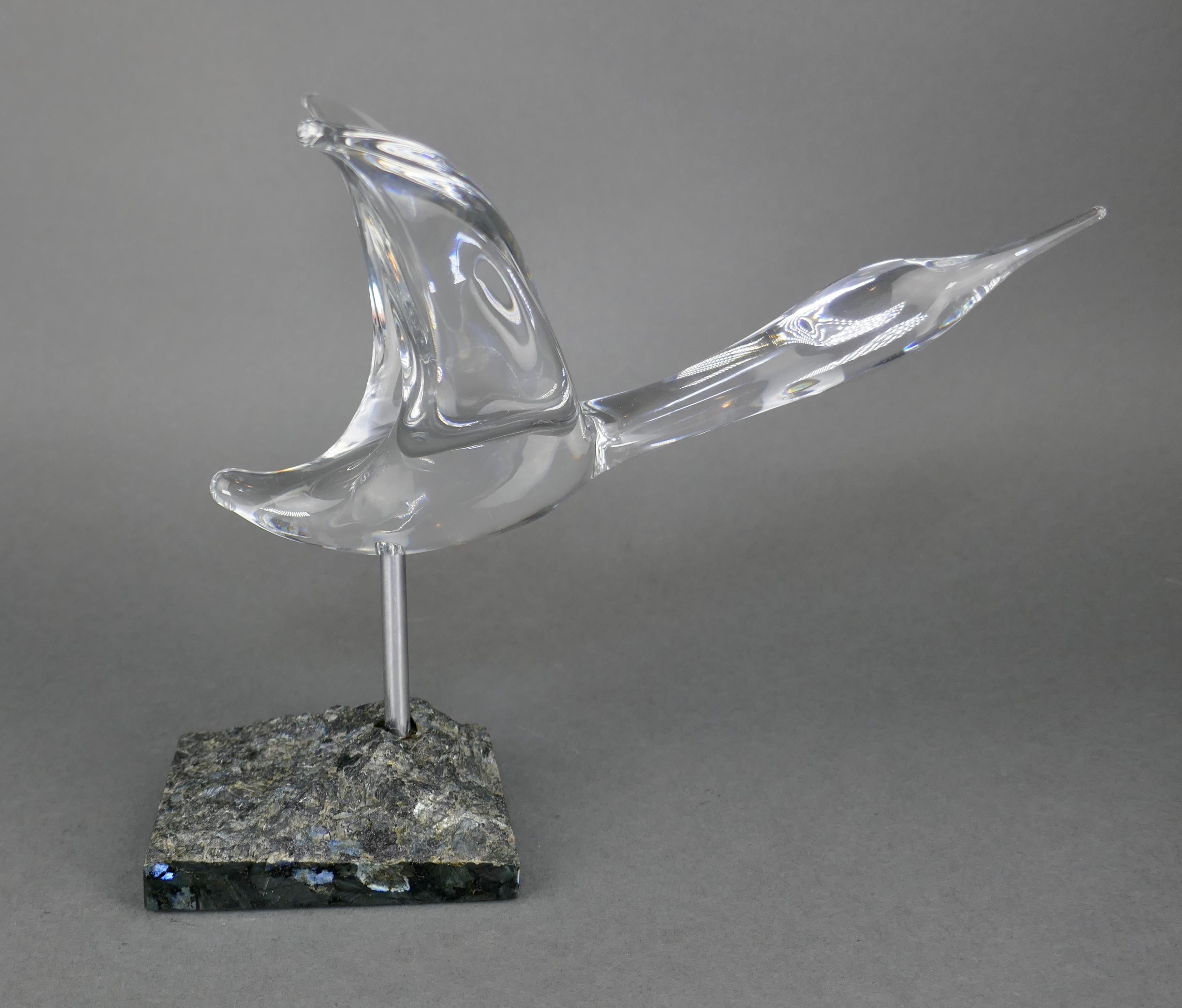 Daum Frankreich Canada Goose Kristallglas Skulptur auf Stein im Angebot 2