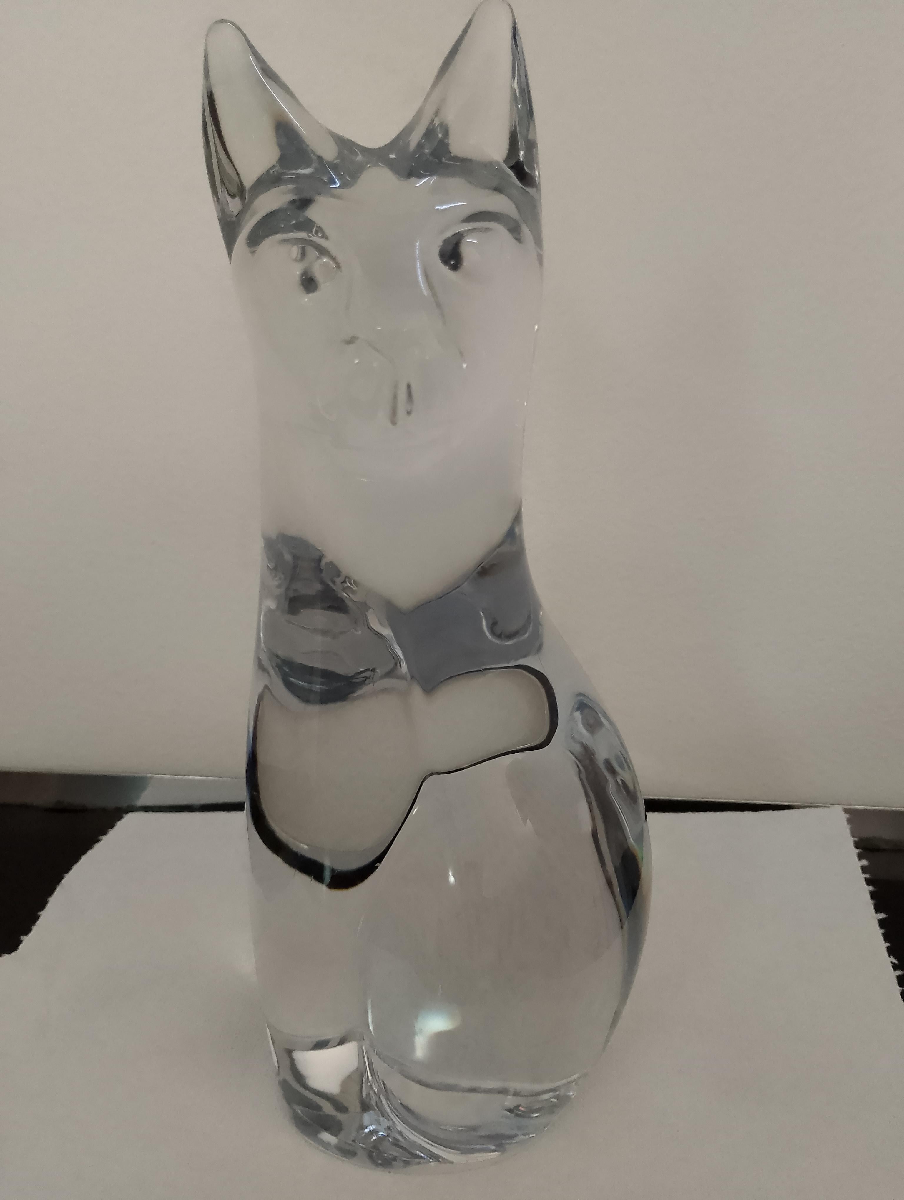 Daum France Kristall Katze Briefbeschwerer oder dekorative Skulptur im Zustand „Gut“ im Angebot in Catania, IT