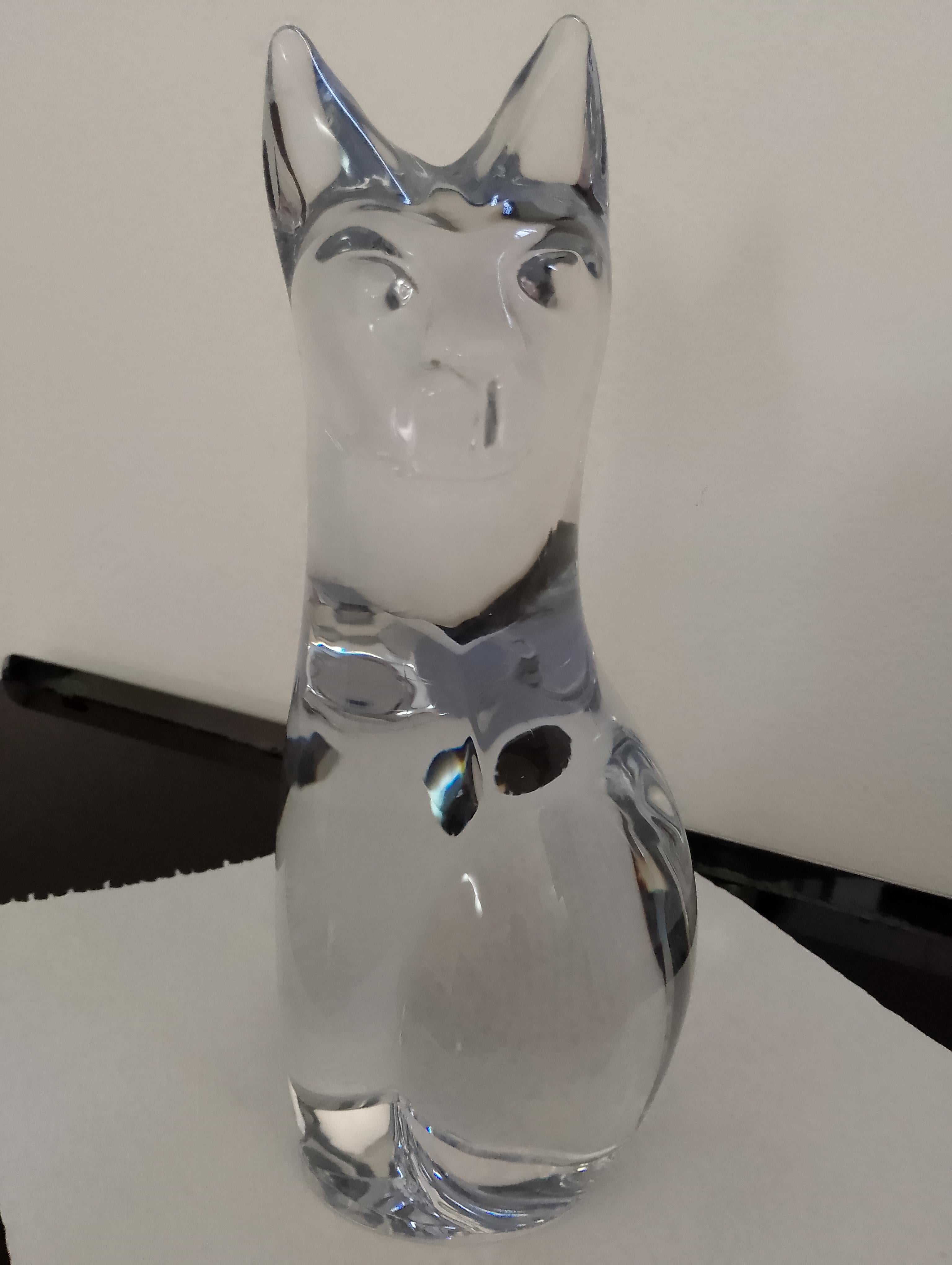 Daum France Kristall Katze Briefbeschwerer oder dekorative Skulptur im Angebot 1