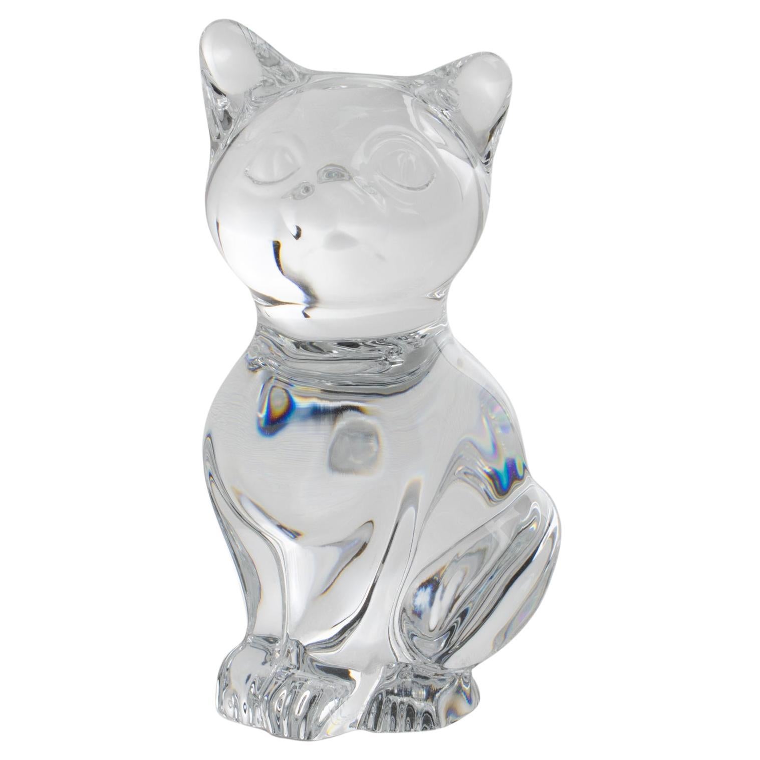 Daum France Crystal Cat Paperweight or Decorative Sculpture