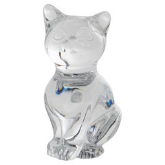Daum France Crystal Cat Paperweight or Decorative Sculpture