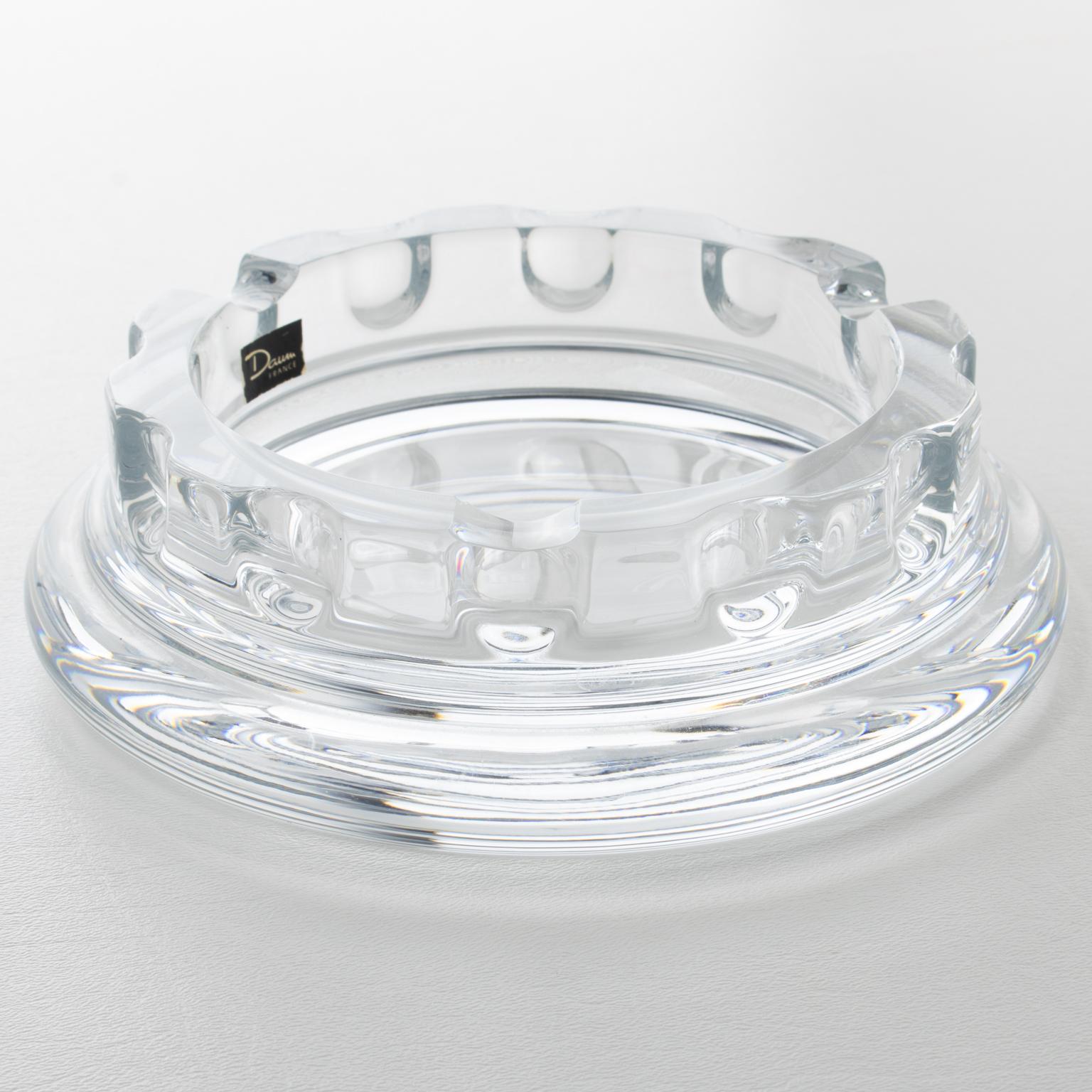 Mid-Century Modern Daum France Crystal Cigar Ashtray Decorative Bowl Vide Poche Catchall, 1970s For Sale