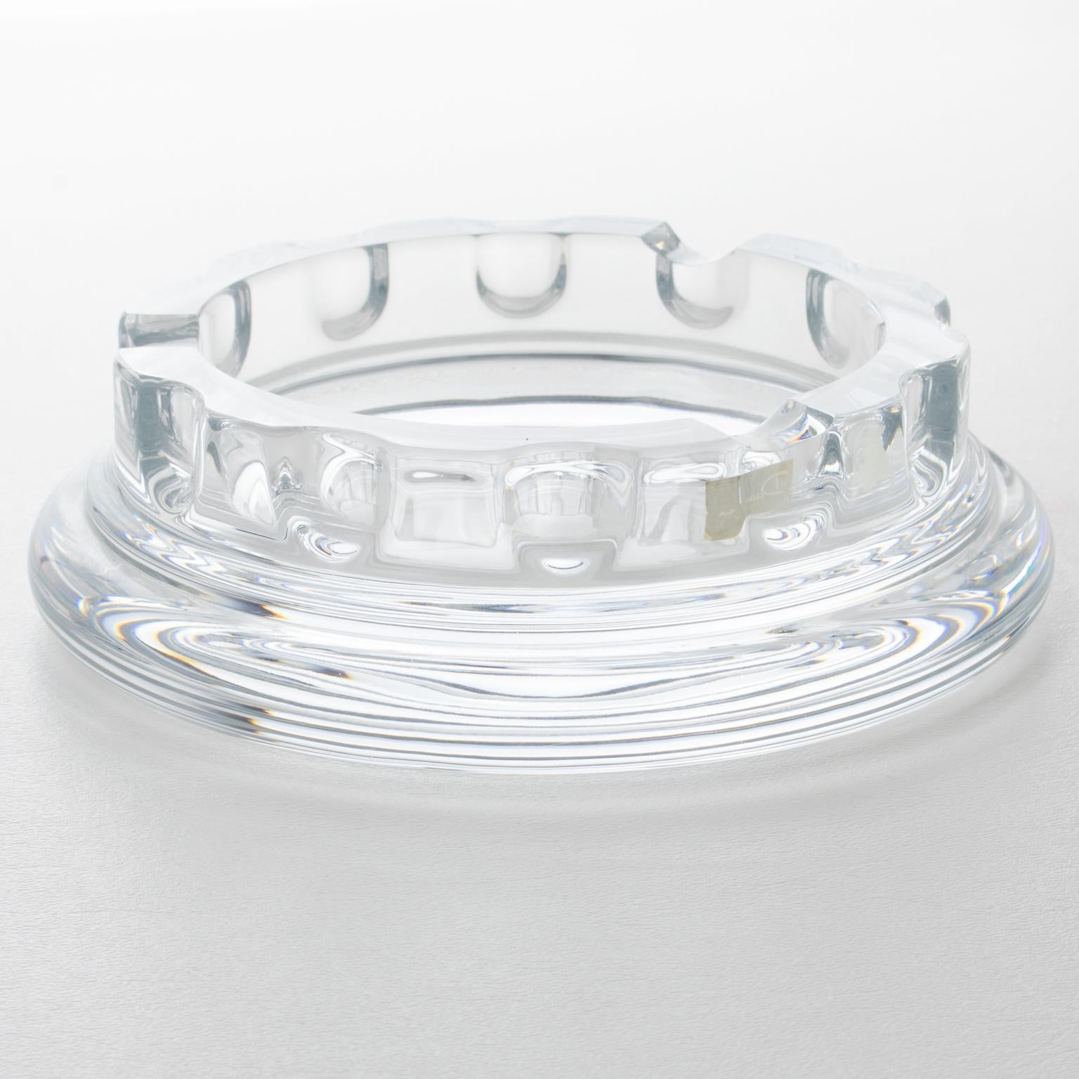 French Daum France Crystal Cigar Ashtray Decorative Bowl Vide Poche Catchall, 1970s For Sale