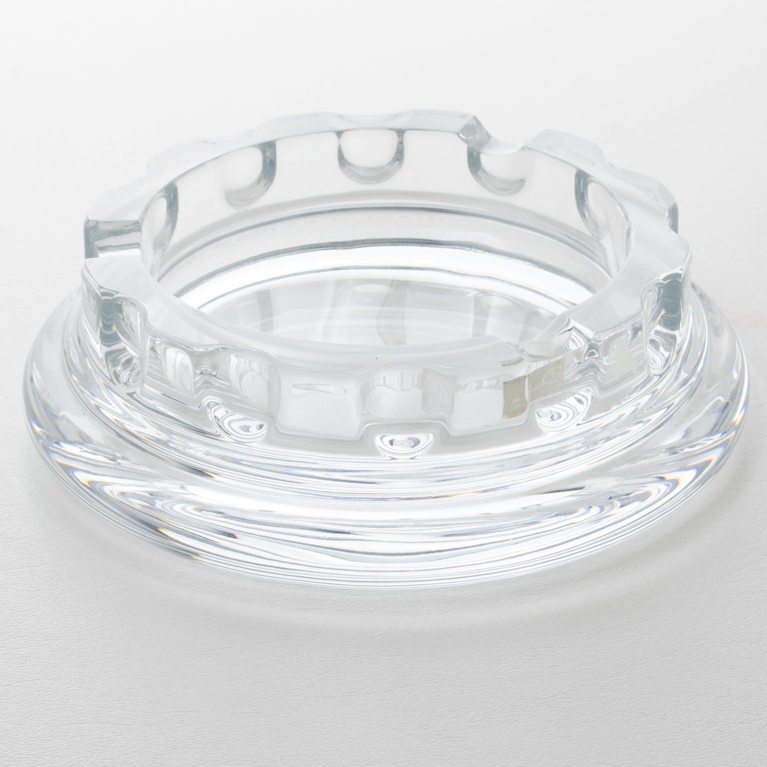 Late 20th Century Daum France Crystal Cigar Ashtray Decorative Bowl Vide Poche Catchall, 1970s For Sale