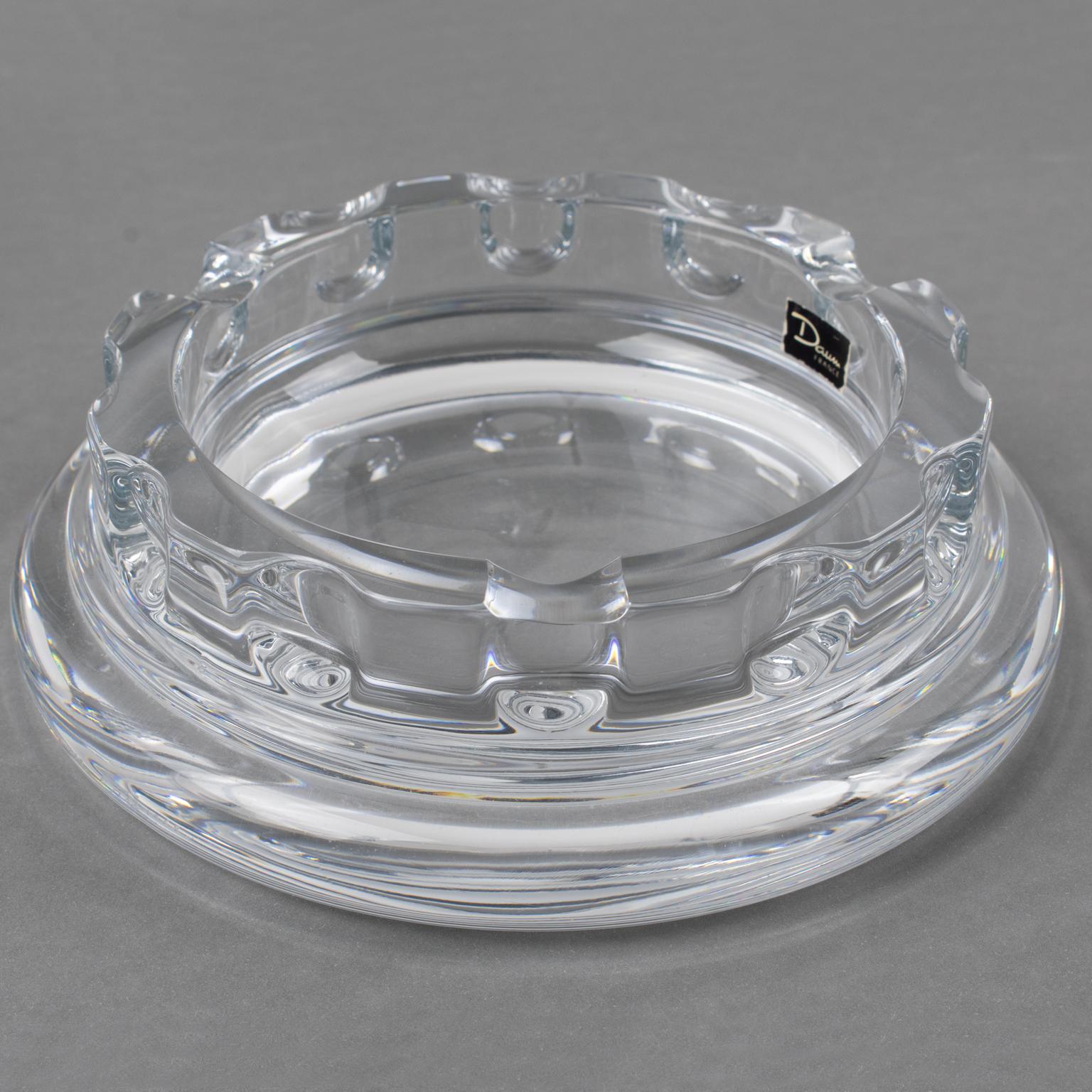 Daum France Crystal Cigar Ashtray Decorative Bowl Vide Poche Catchall, 1970s For Sale 2