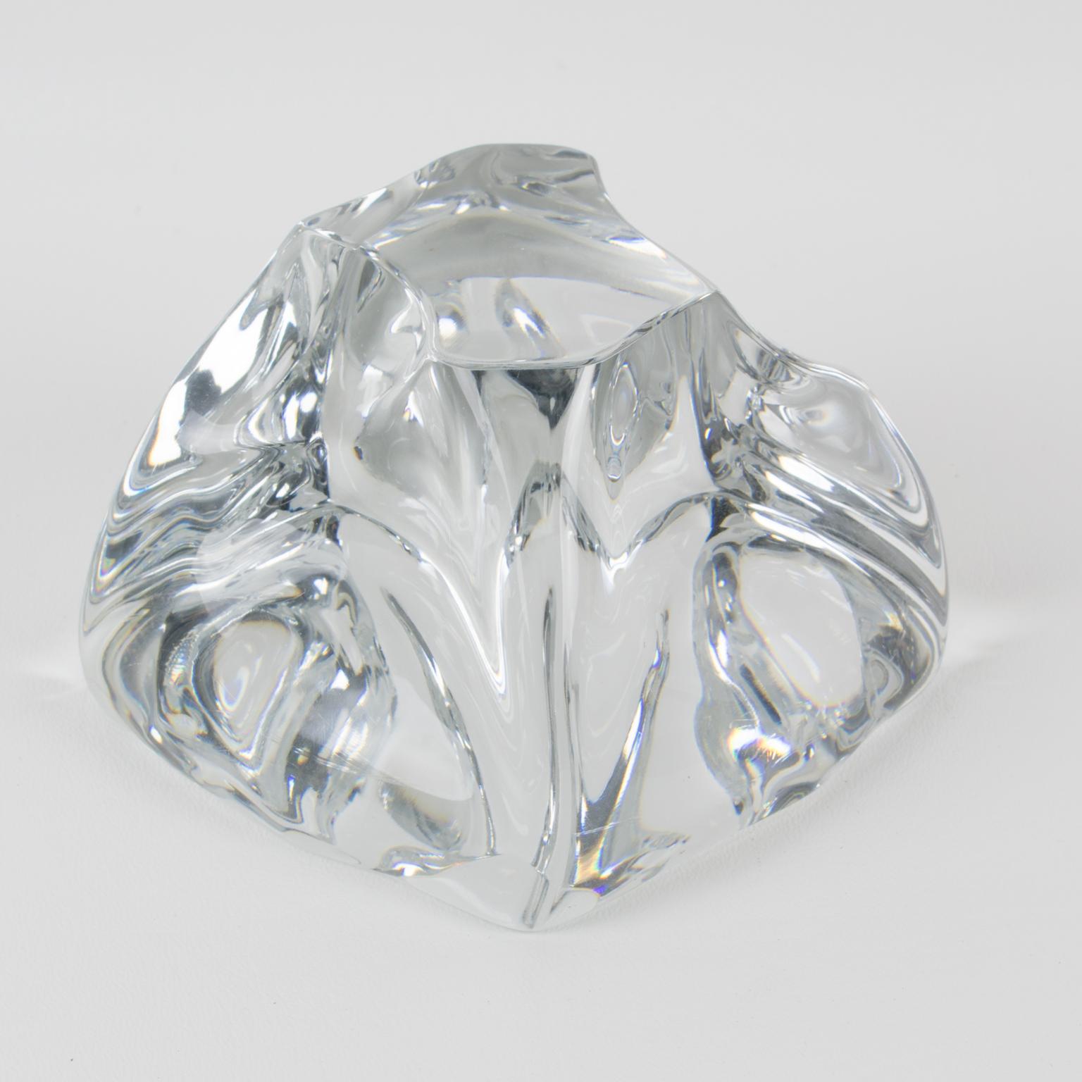 Mid-Century Modern Daum France Crystal Desktop Accessory Paperweight Sculpture en vente
