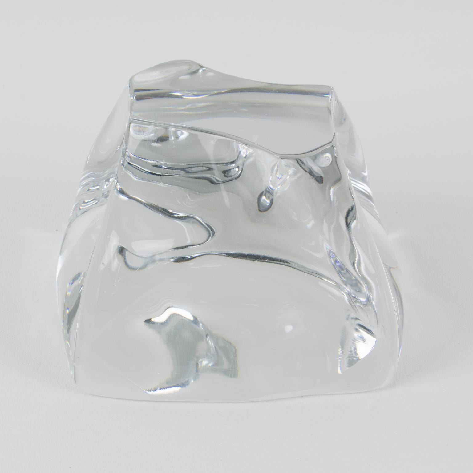 Daum France Crystal Desktop Accessory Paperweight Sculpture In Excellent Condition For Sale In Atlanta, GA