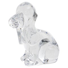 Daum France Kristall Briefbeschwerer oder dekorative Skulptur, Hund Basset, Kristall