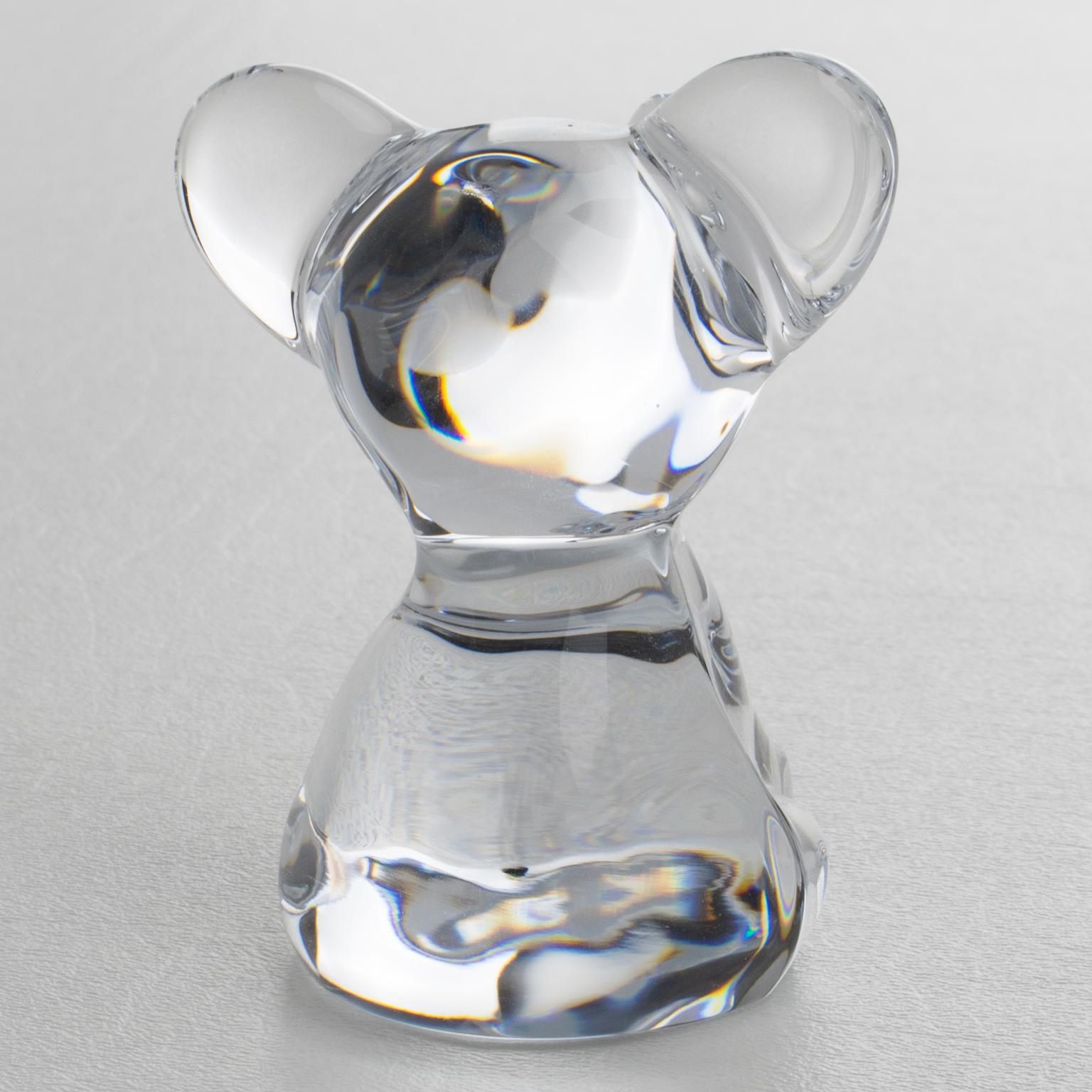 Mid-Century Modern Presse-papiers ou sculpture décorative d'éléphant en cristal de Daum France en vente