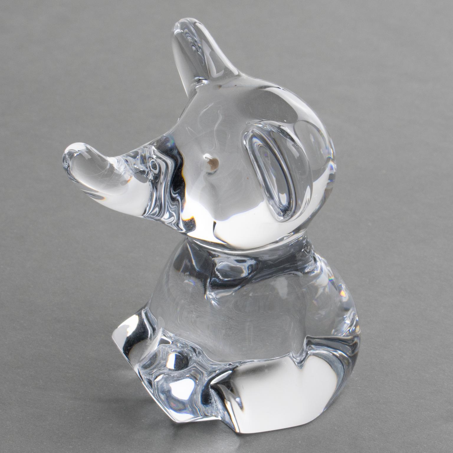 Fin du 20e siècle Presse-papiers ou sculpture décorative d'éléphant en cristal de Daum France en vente