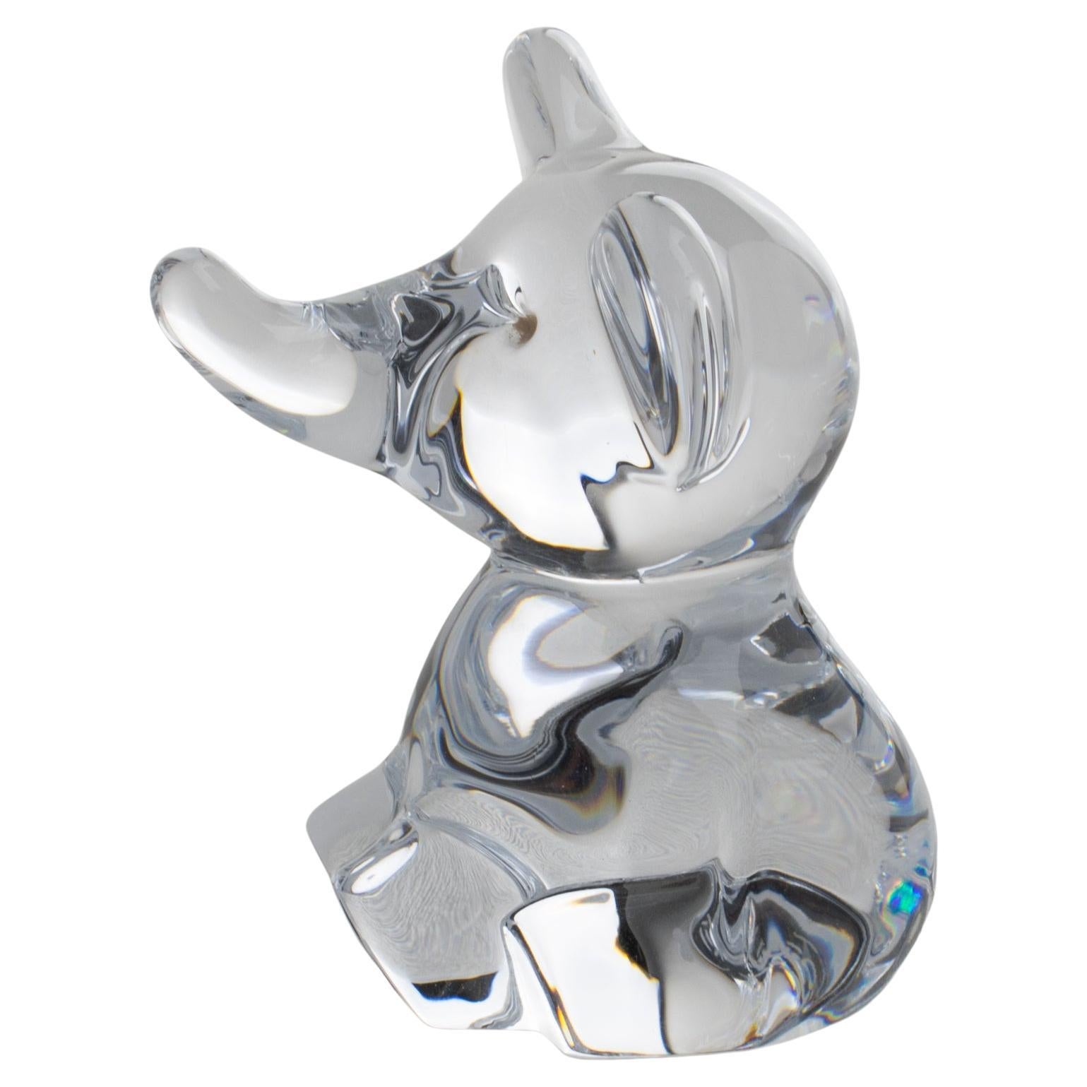 Daum France Crystal Elephant Paperweight or Decorative Sculpture