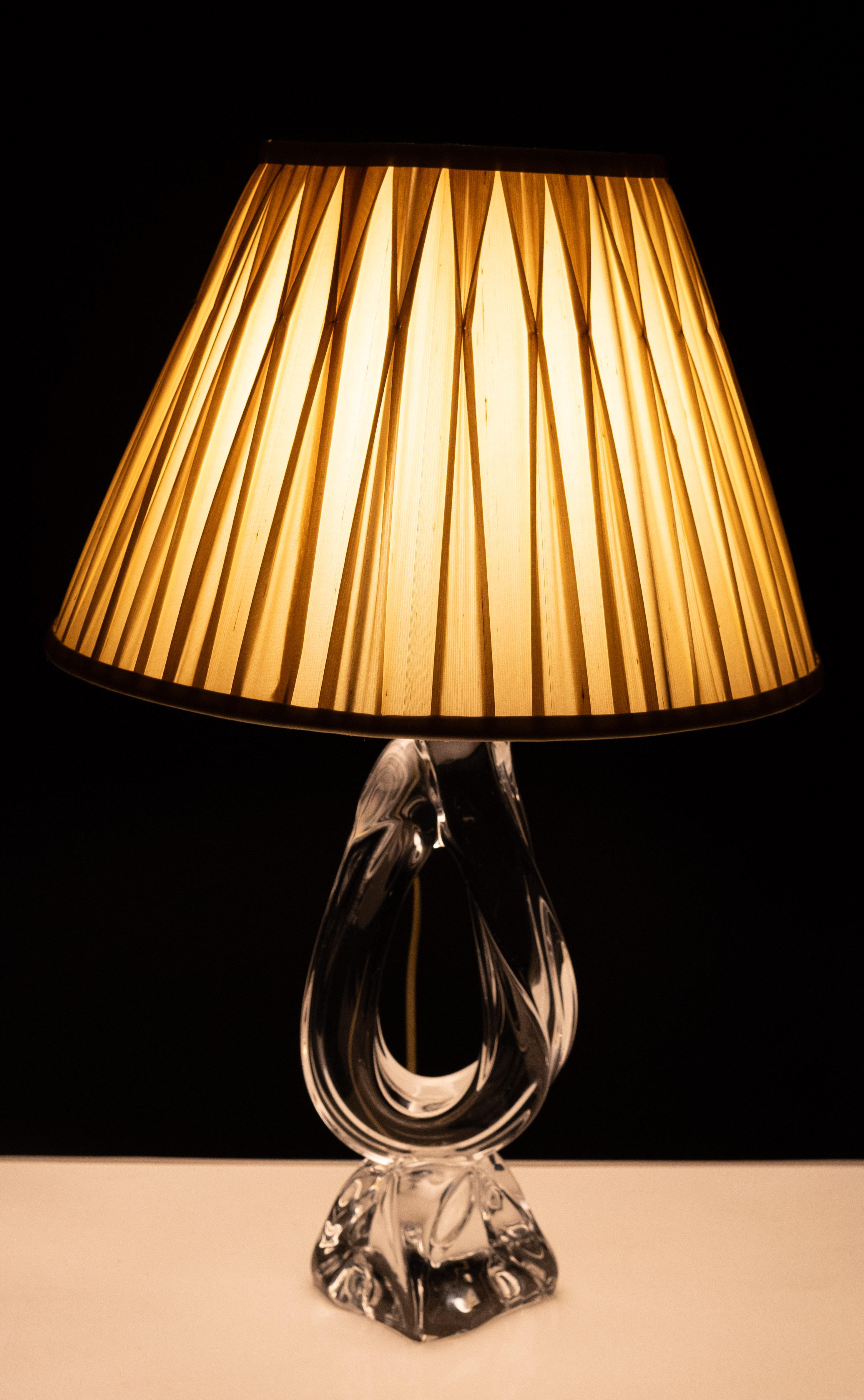 Daum France Crystal Glass table lamp 1965 For Sale 1