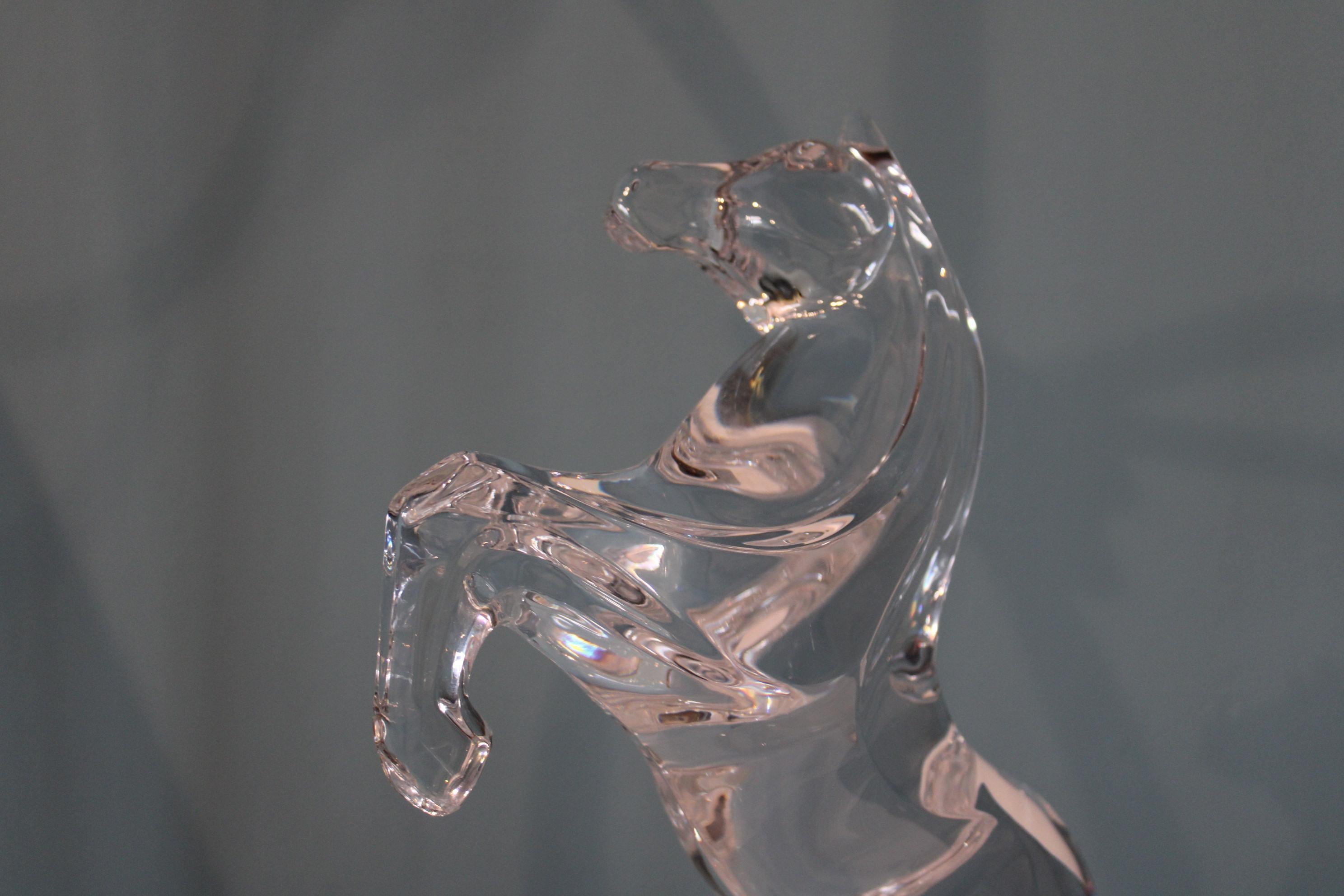 French Daum France Crystal Horse Sculpture For Sale