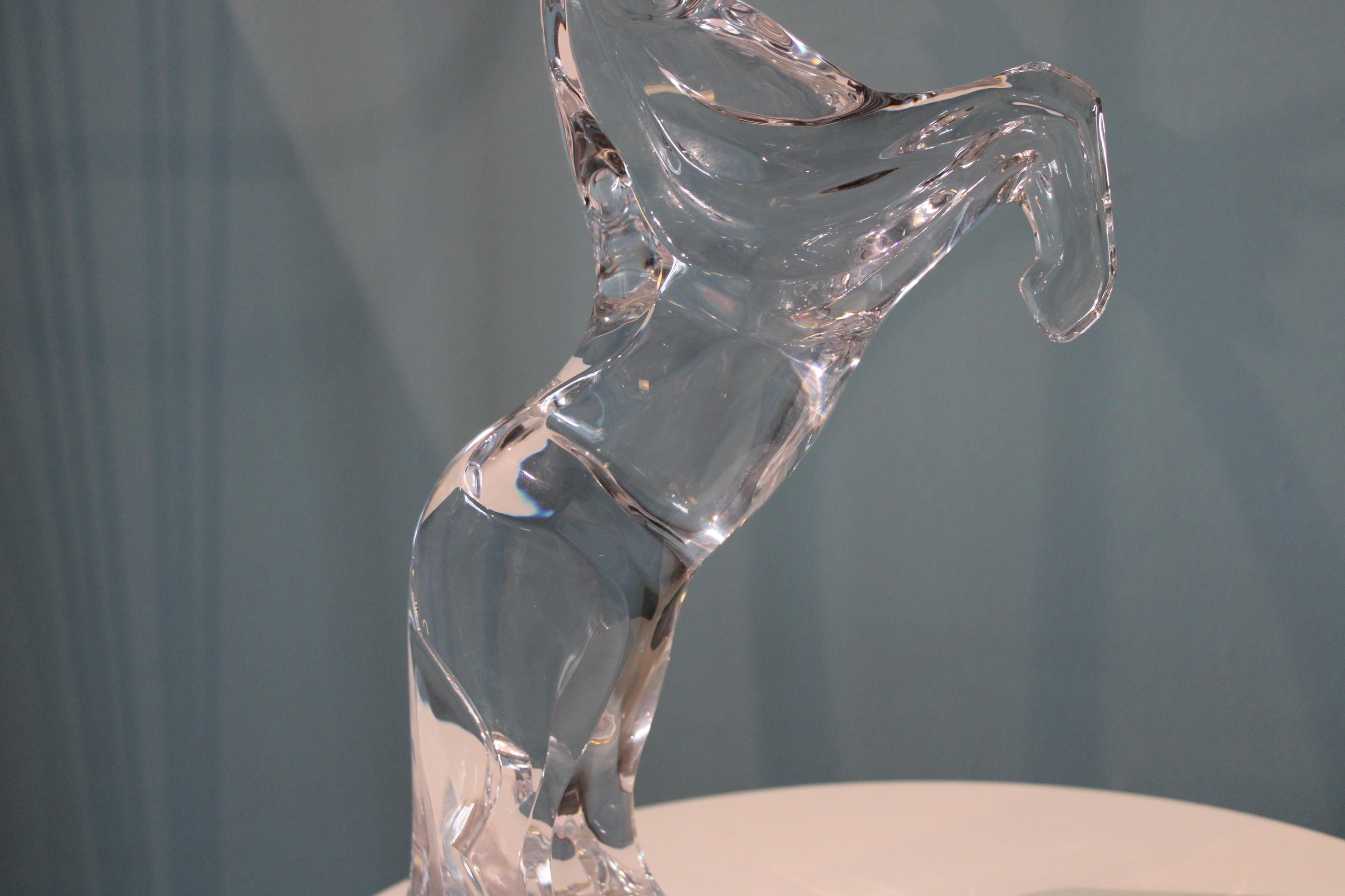 French Daum France Crystal Horse Sculpture For Sale
