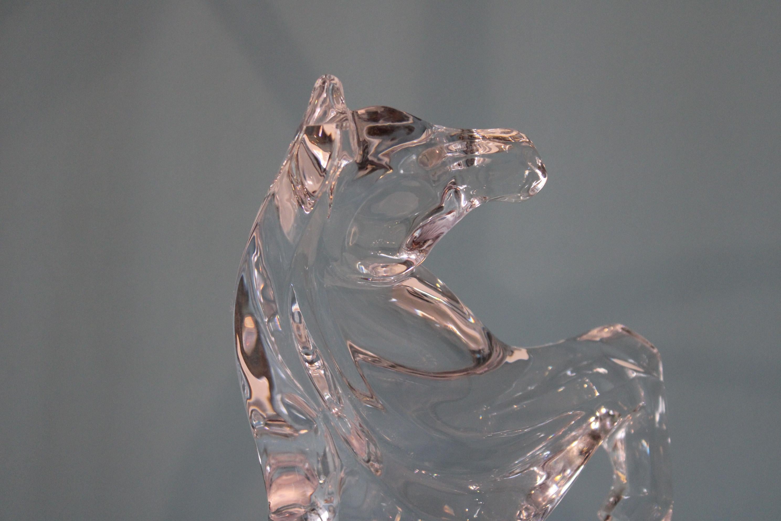 Daum France Crystal Horse Sculpture For Sale 1