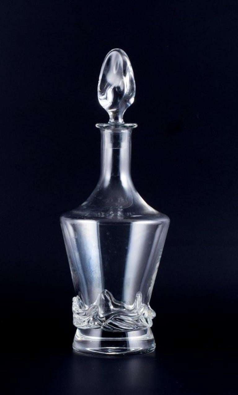 French Daum, France, crystal liqueur set,  a carafe and seven liqueur glassses For Sale