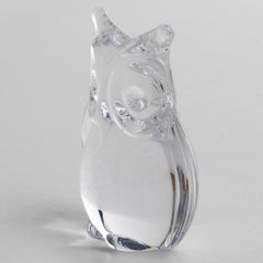 Presse-papiers ou sculpture décorative chouette en cristal de Daum France