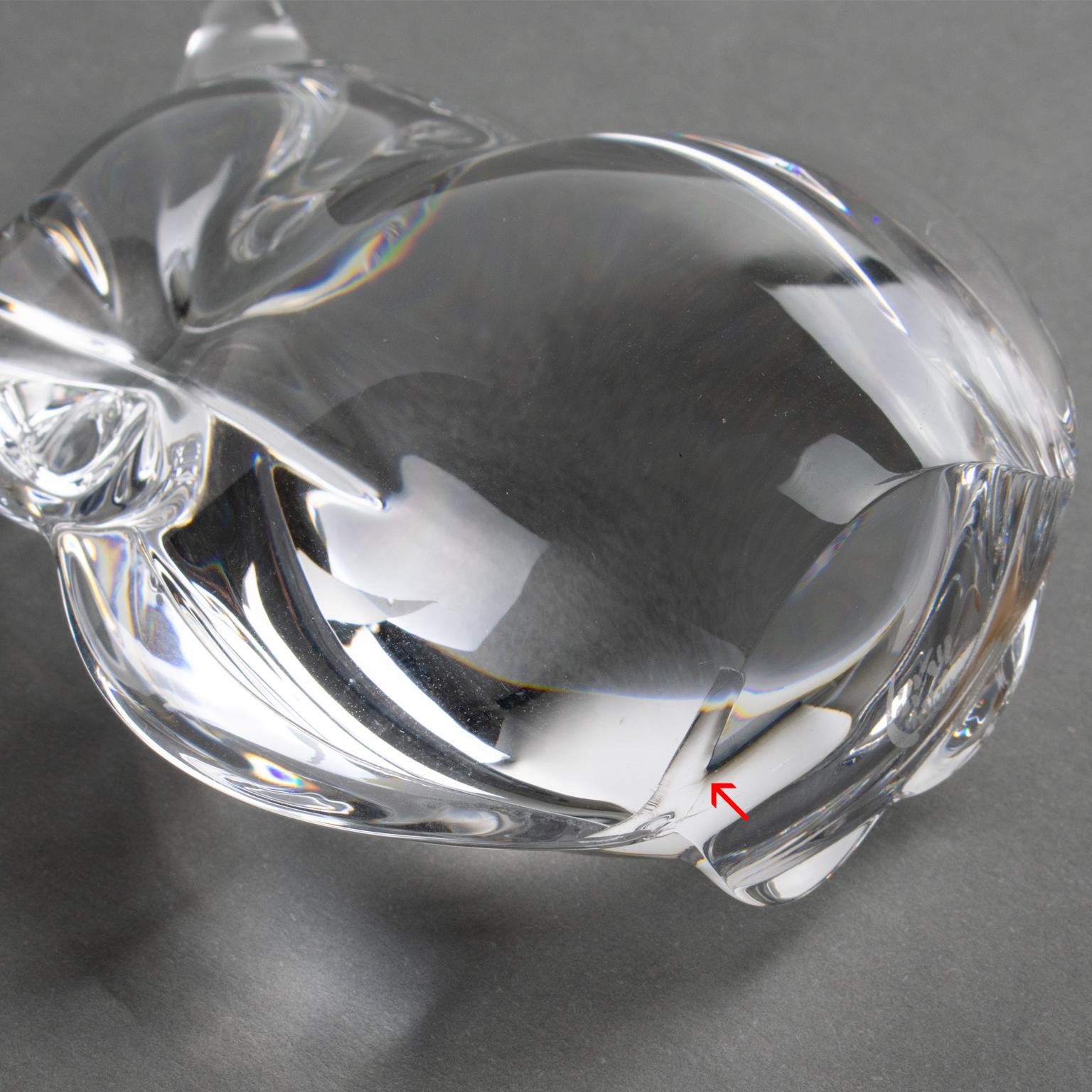 Cristal Presse-papiers ou sculpture décorative chouette en cristal de Daum France en vente