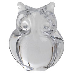 Daum France Crystal Owl Paperweight or Decorative Sculpture