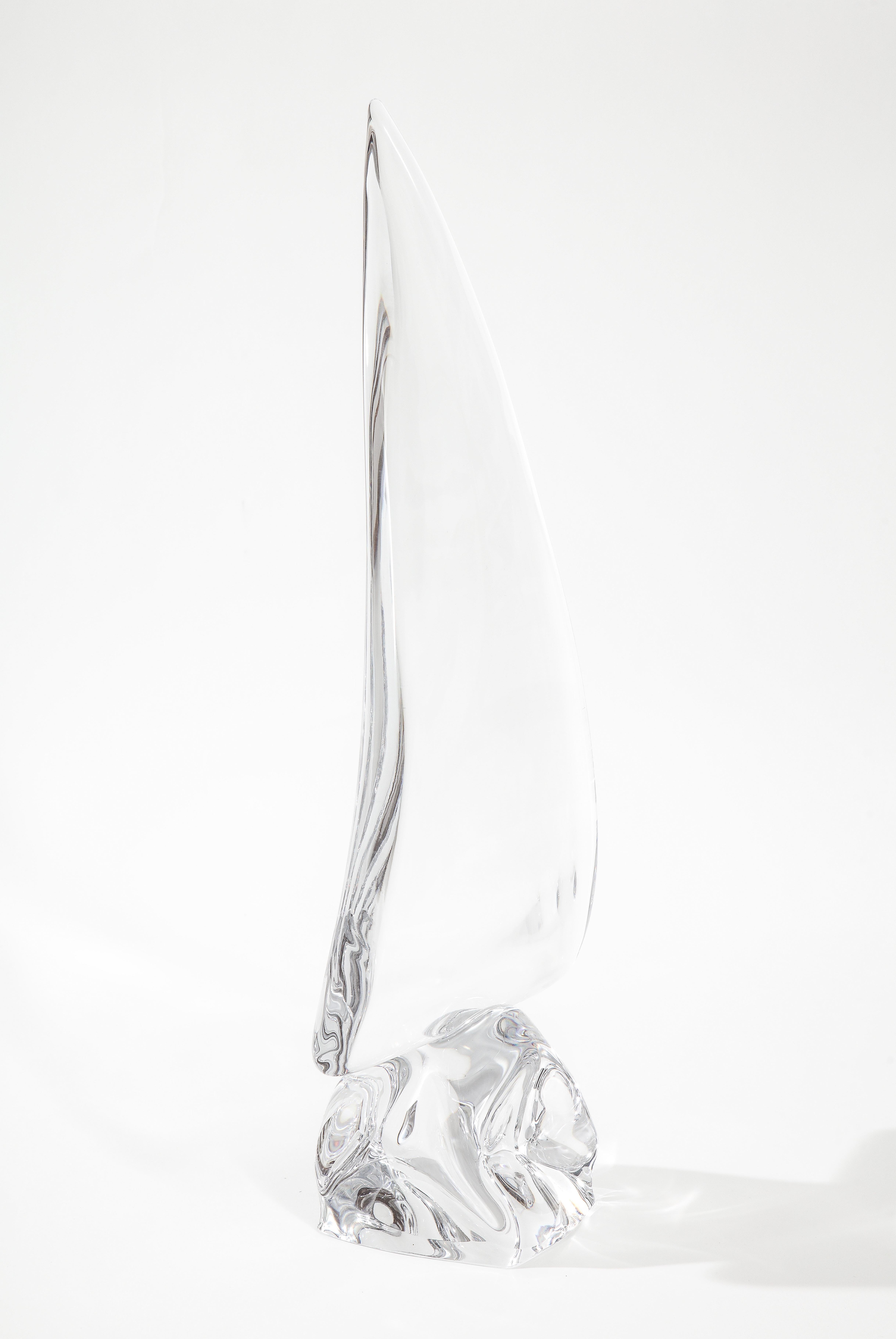 Mid-Century Modern Daum France Crystal Sailboat Sculpture