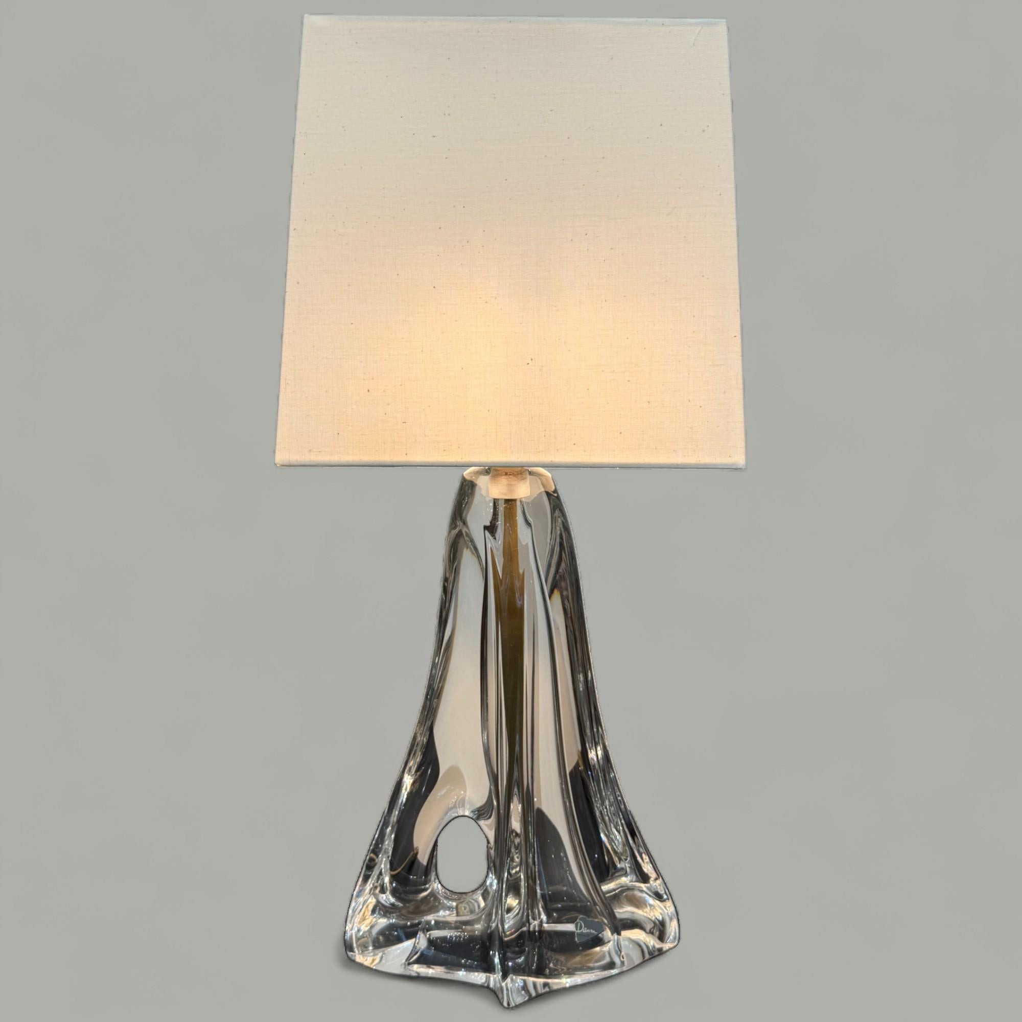 French Daum France Crystal Table Lamp, 20th Century For Sale