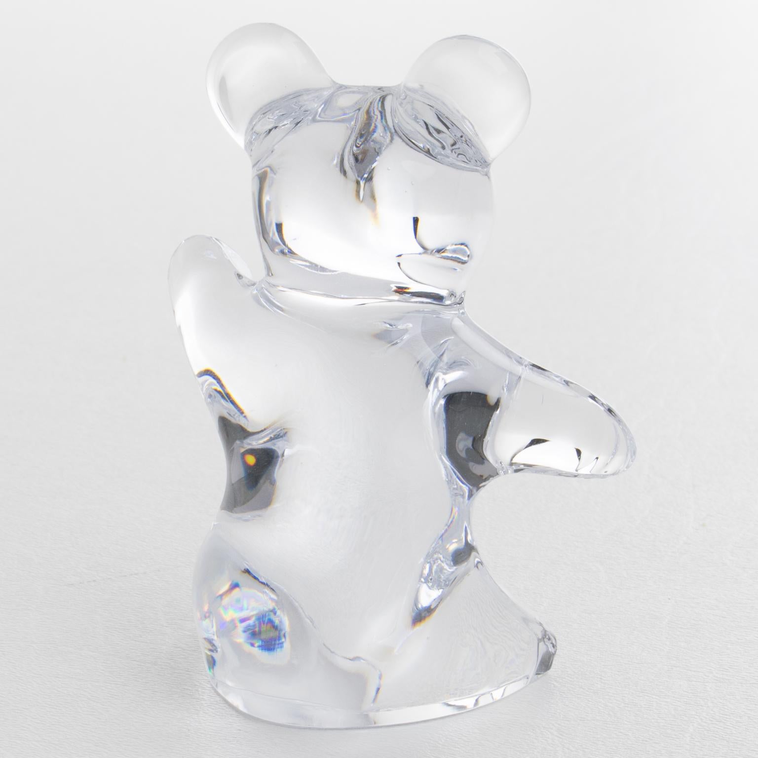 Pisapapeles o Escultura Decorativa Oso de Peluche de Cristal Daum France Moderno de mediados de siglo en venta