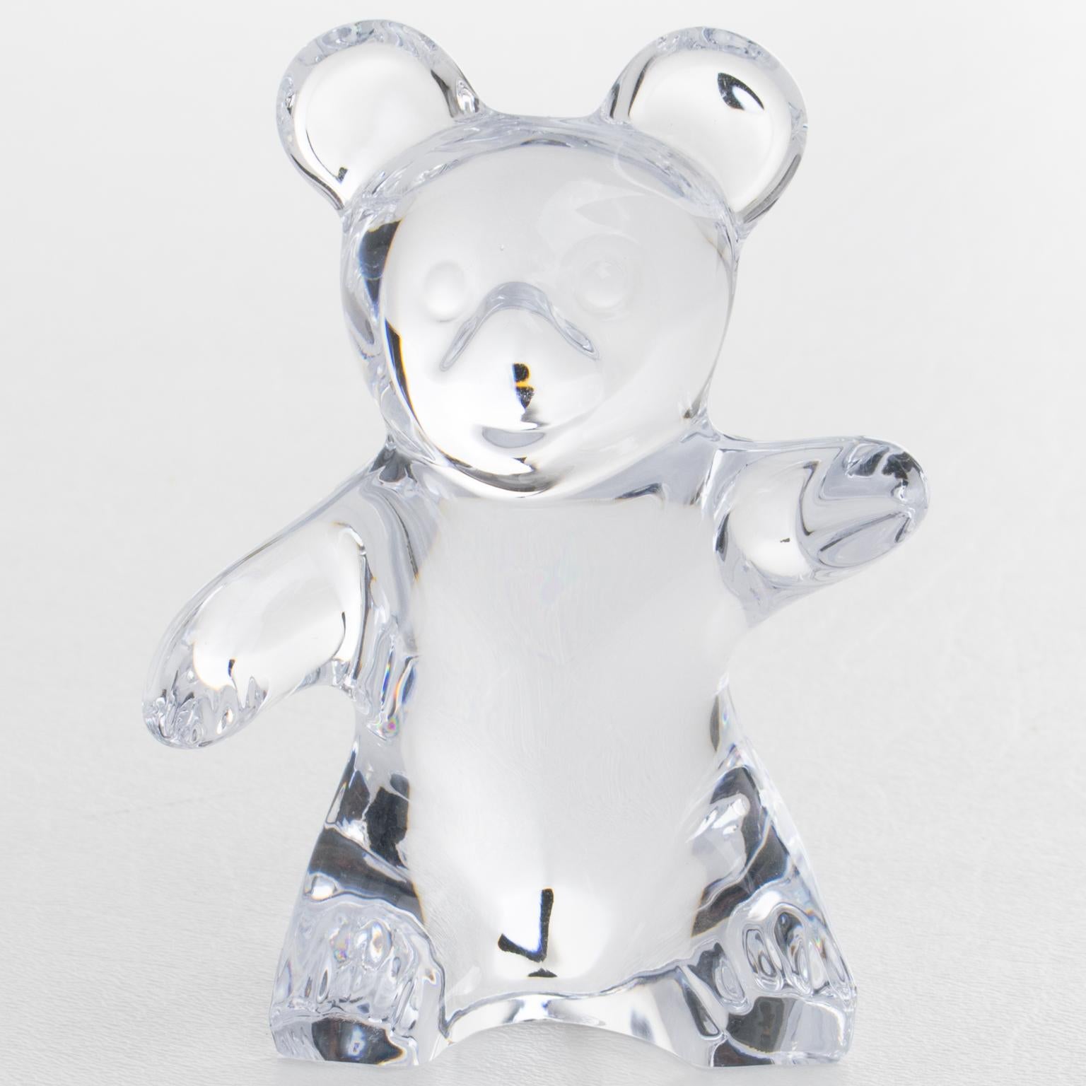 Pisapapeles o Escultura Decorativa Oso de Peluche de Cristal Daum France en Bueno estado para la venta en Atlanta, GA