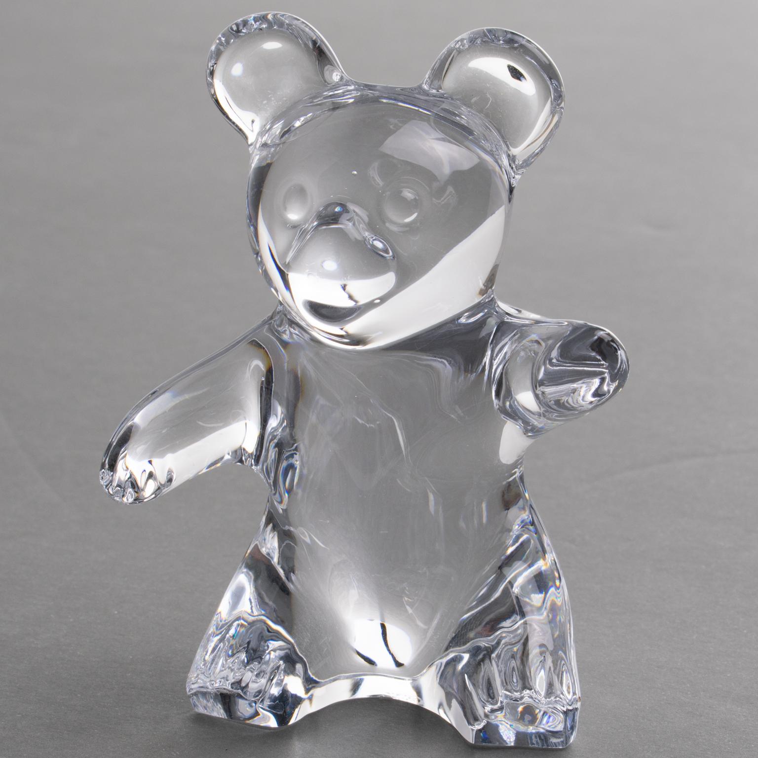 Pisapapeles o Escultura Decorativa Oso de Peluche de Cristal Daum France en venta 1