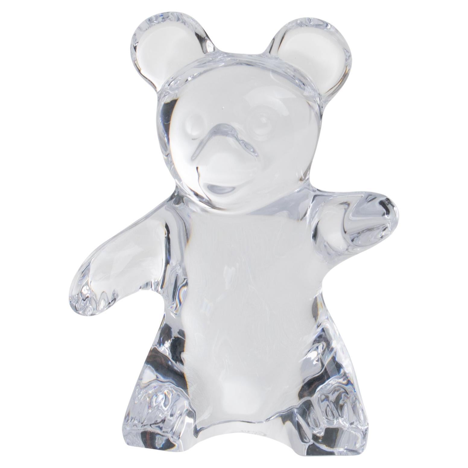 Daum France Crystal Teddy Bear Paperweight or Decorative Sculpture