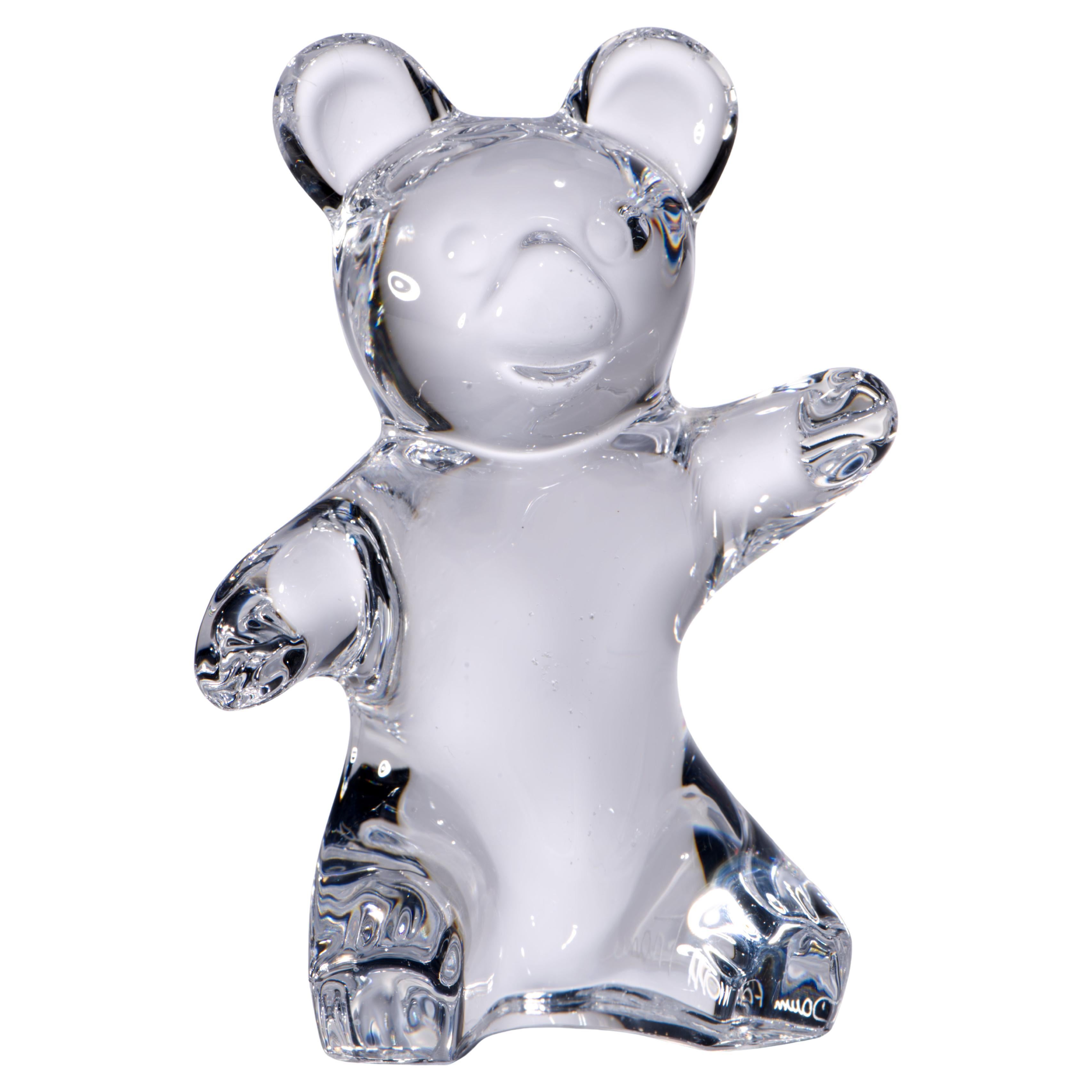 Daum France Cristal Teddy Bear Sculpture, signée