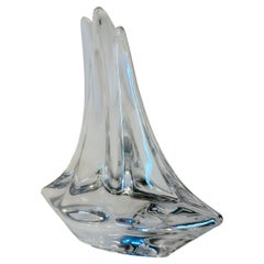 Daum France Crystal Three-Mast Minos Sailboat Paperweight, Signed