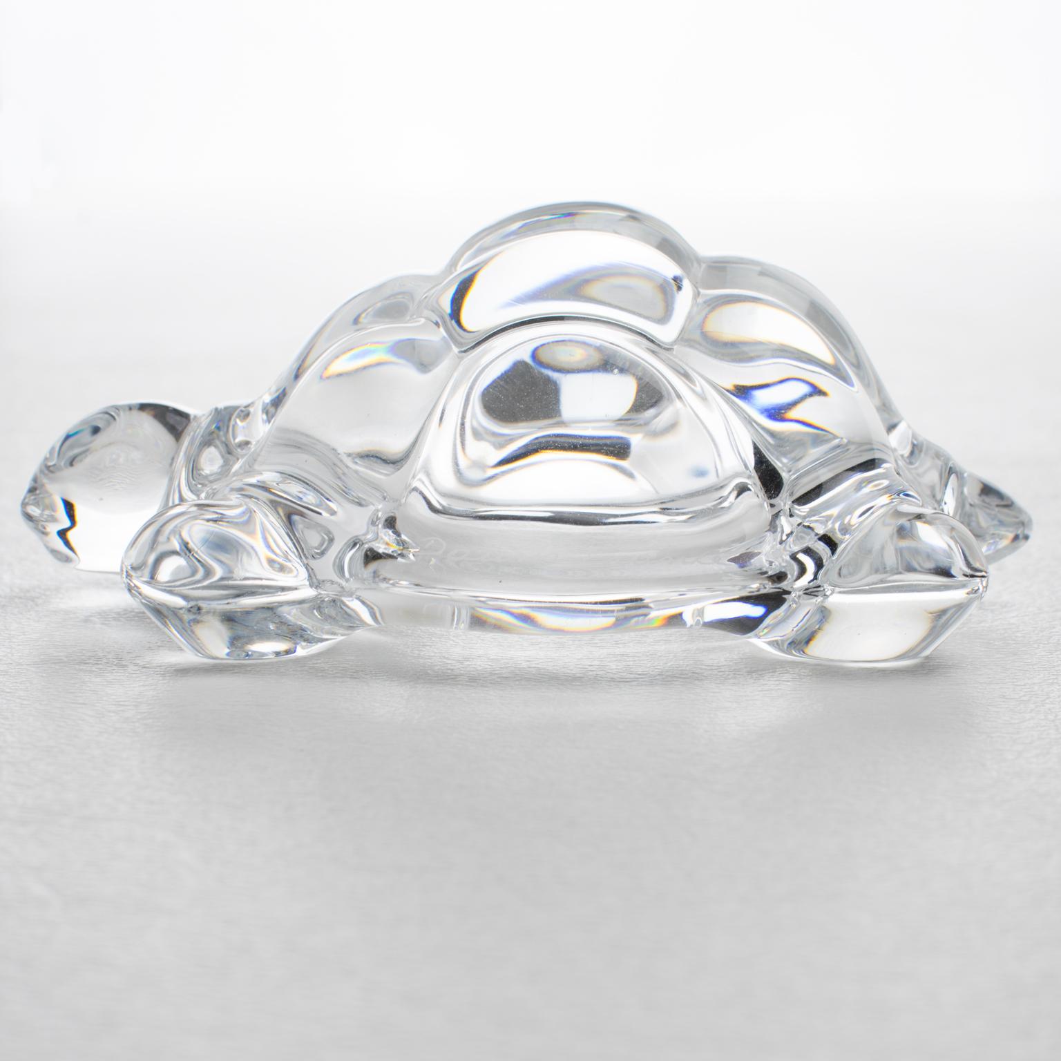 Fin du 20e siècle Presse-papiers ou sculpture décorative de tortue en cristal de Daum France en vente