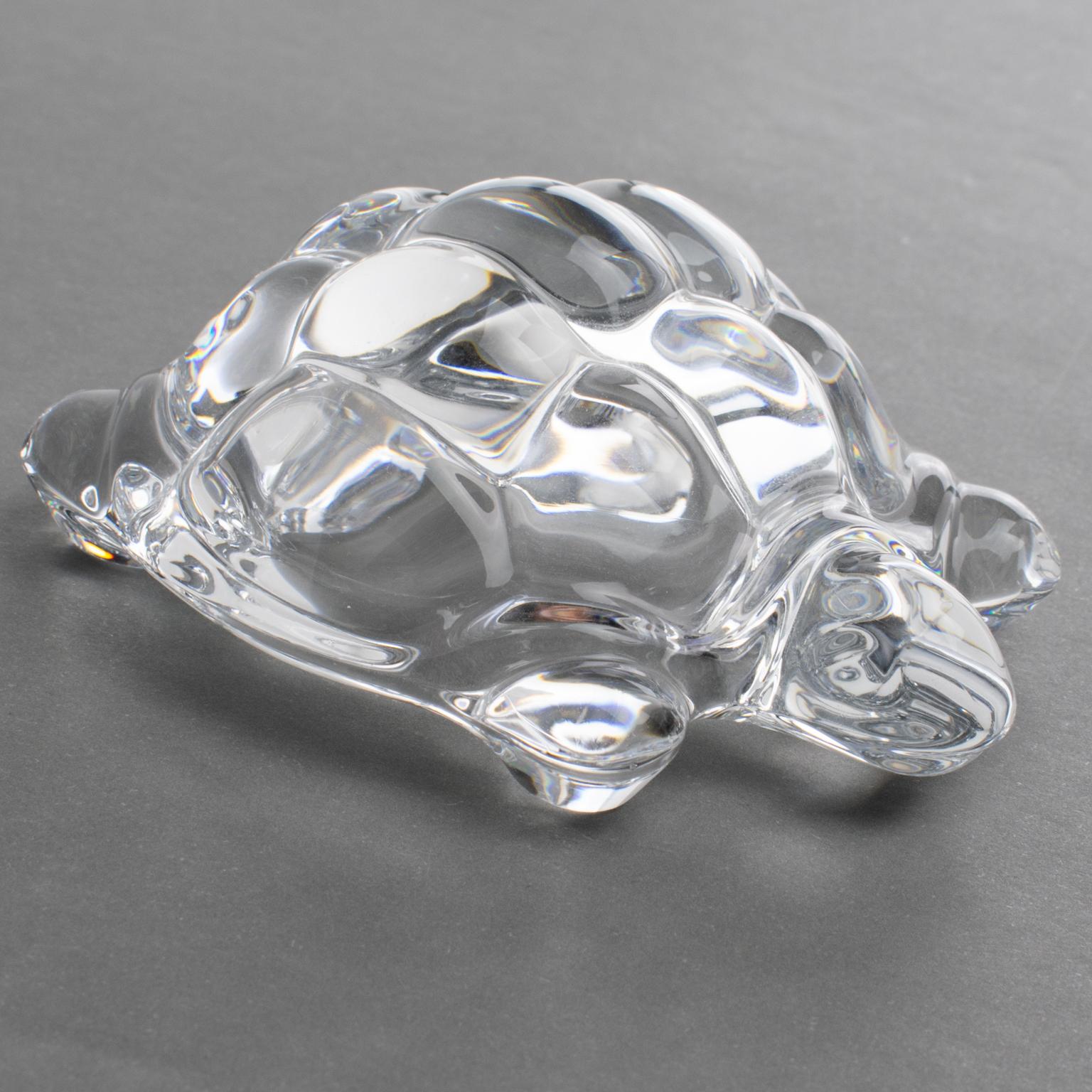 Presse-papiers ou sculpture décorative de tortue en cristal de Daum France en vente 2