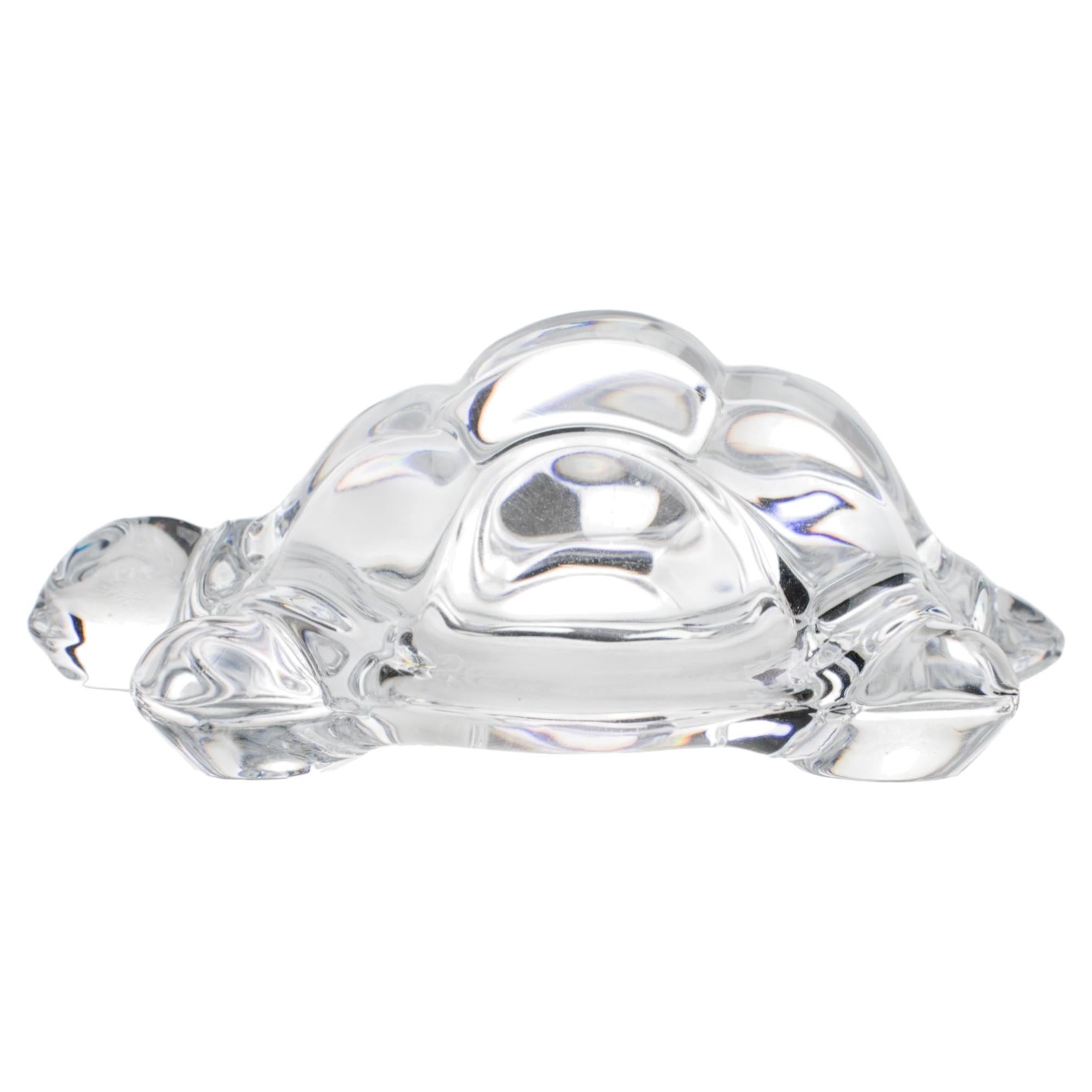 Daum France Crystal Turtle Paperweight Sculpture, circa 1970
