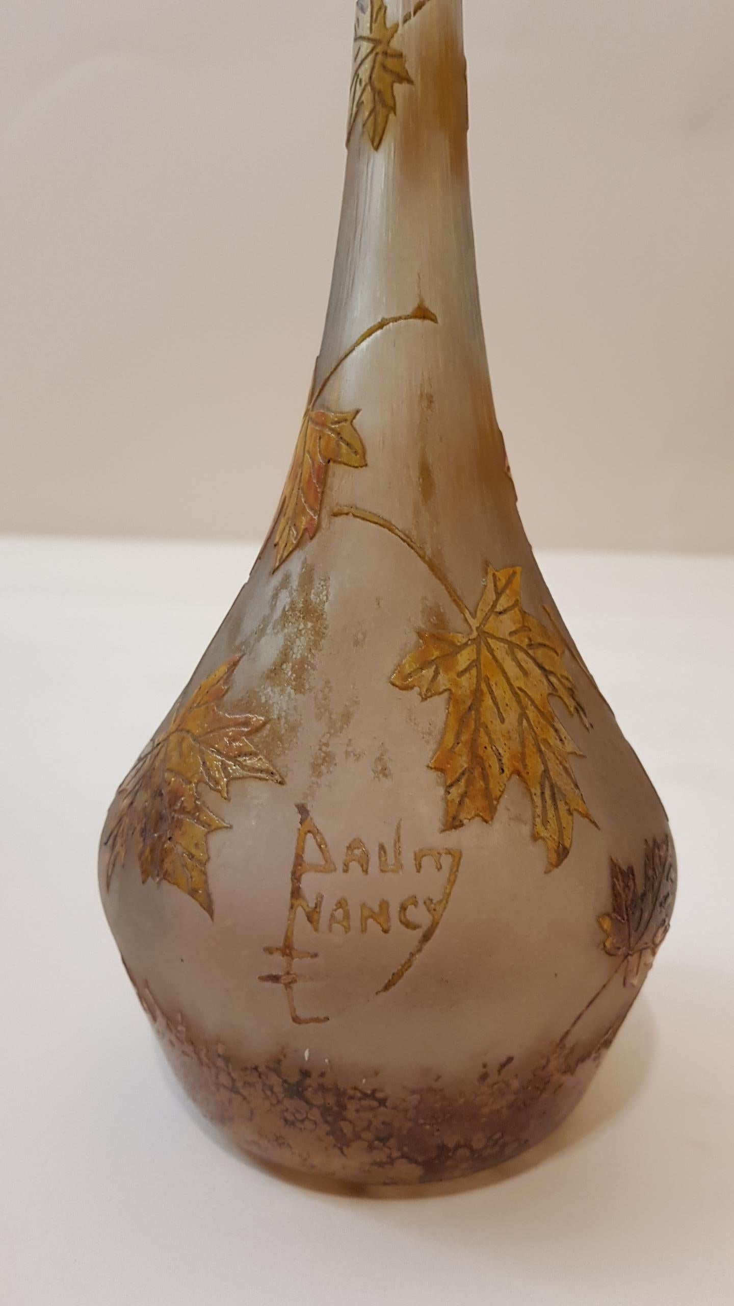 20th Century Daum France Glass Art Nouveau Vase, 1900s For Sale