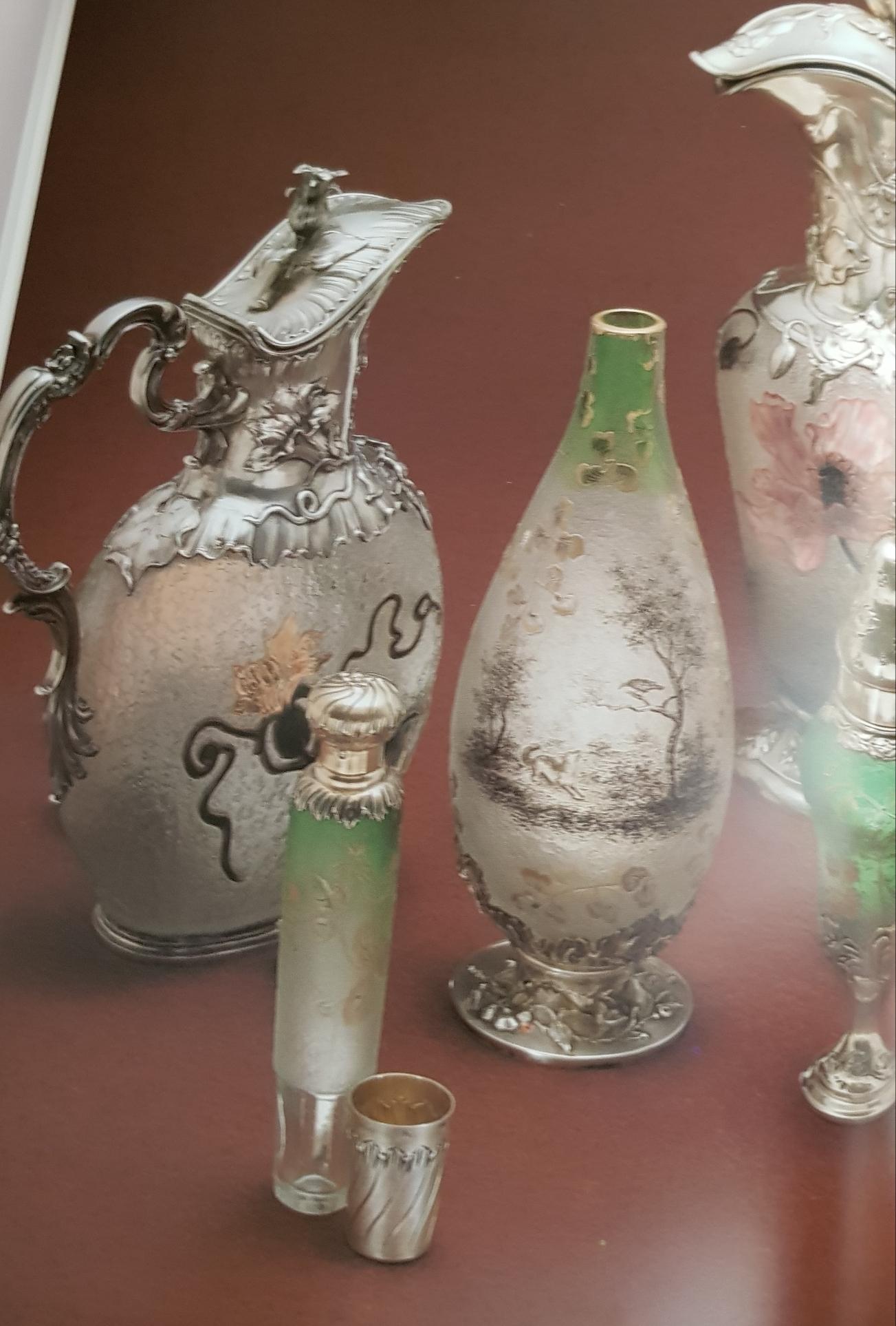 Daum Art Nouveau France Glass Silver Liquor Holder, 1890 For Sale 7
