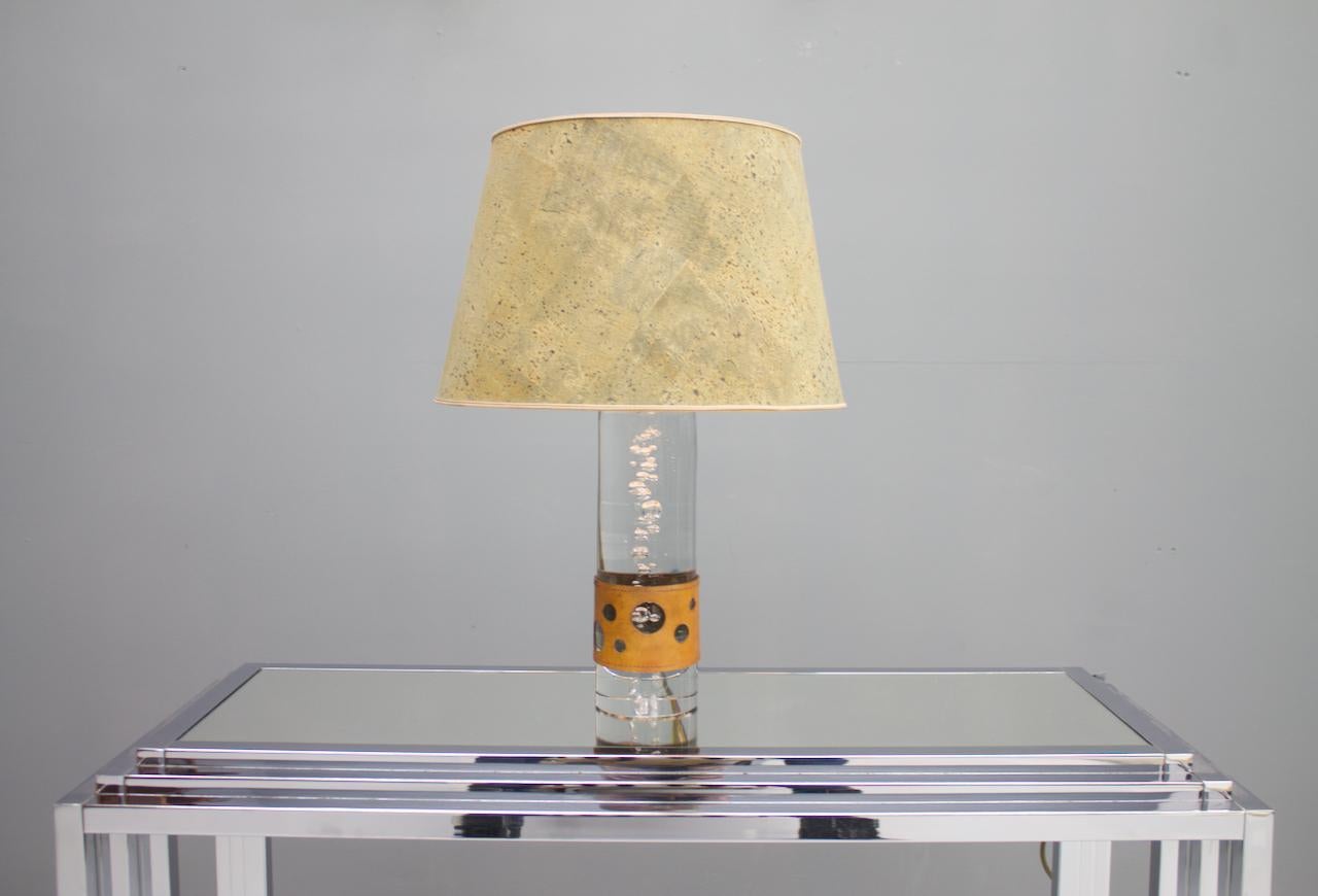 Mid-Century Modern Daum France Glass Table Lamp with Bubbles, France, 1970s For Sale