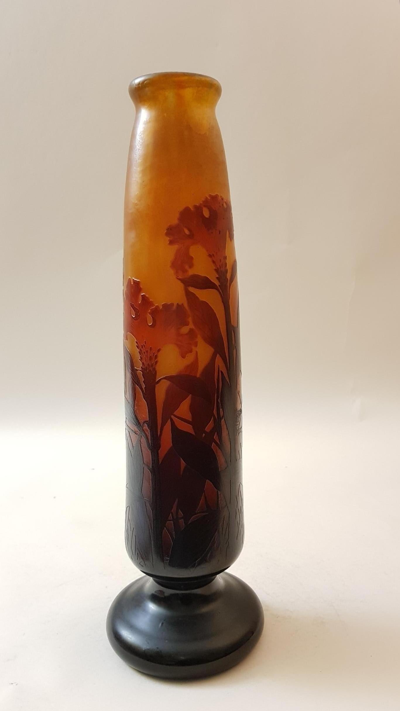 French Daum France Art Nouveau Grand Glass Vase 