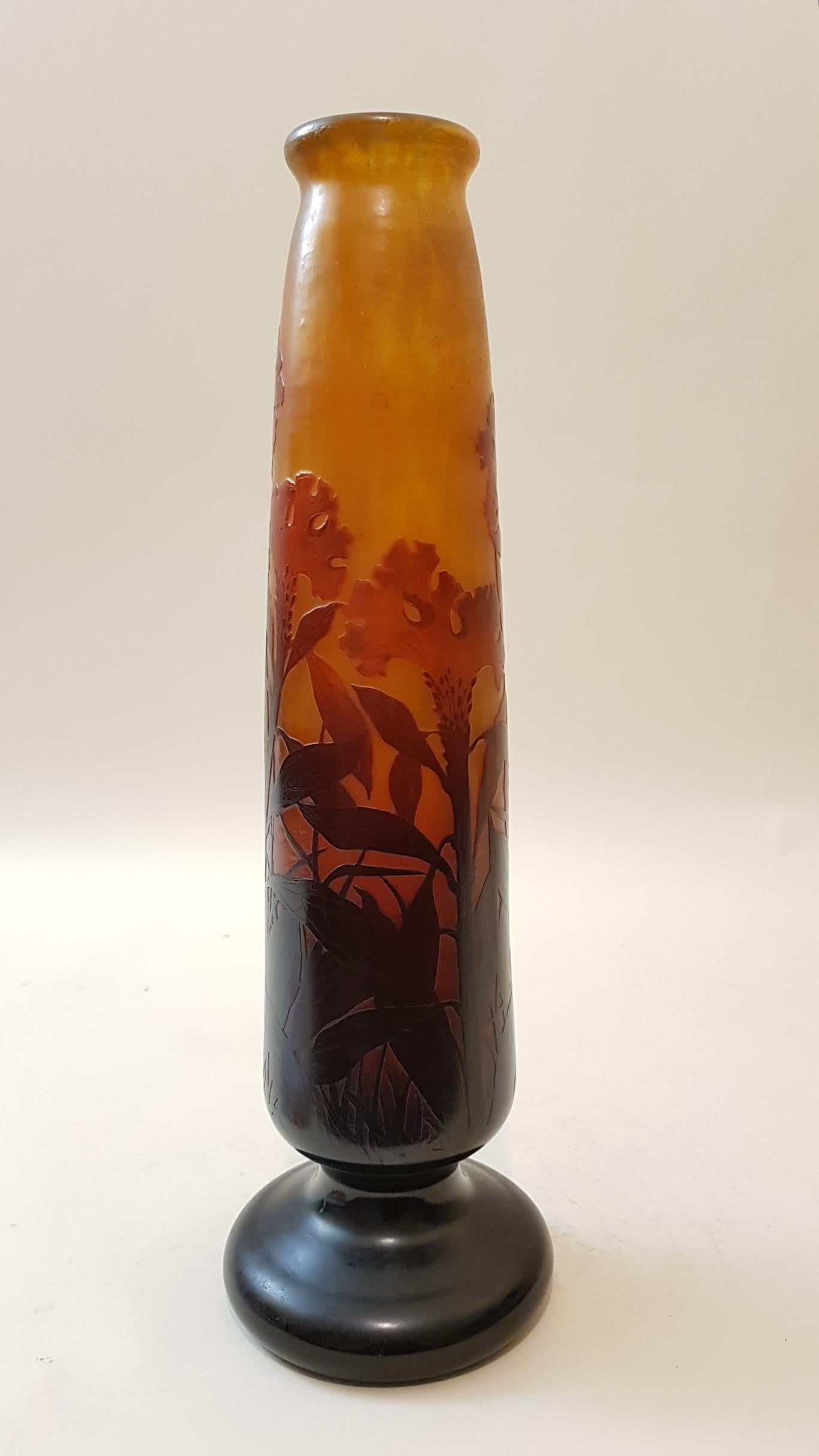 Daum France Art Nouveau Grand Glass Vase 