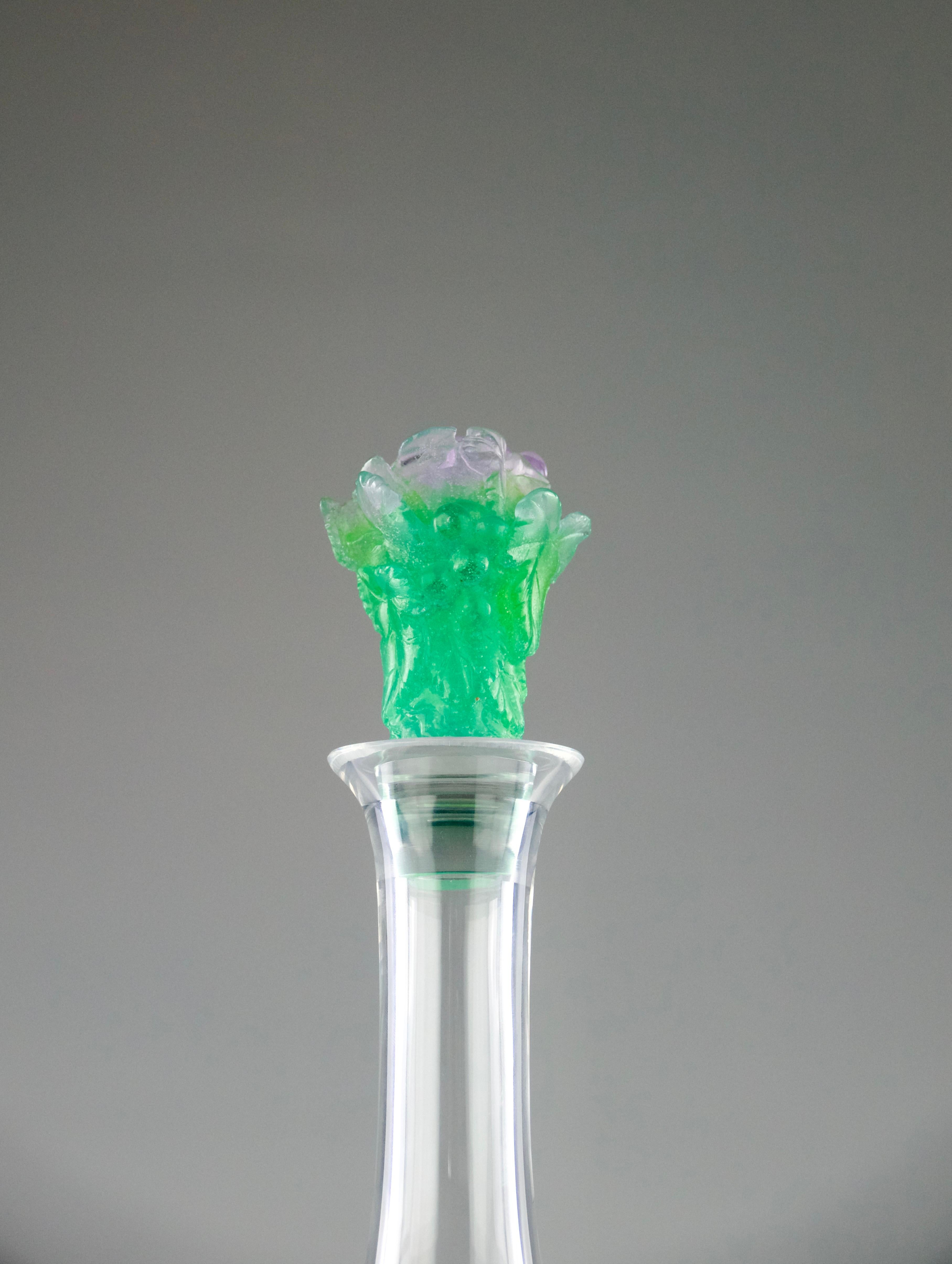 Daum France, Grapevine Decanter Carafe, France 1980s Luxury Crystalware Service In Good Condition For Sale In PARIS, FR