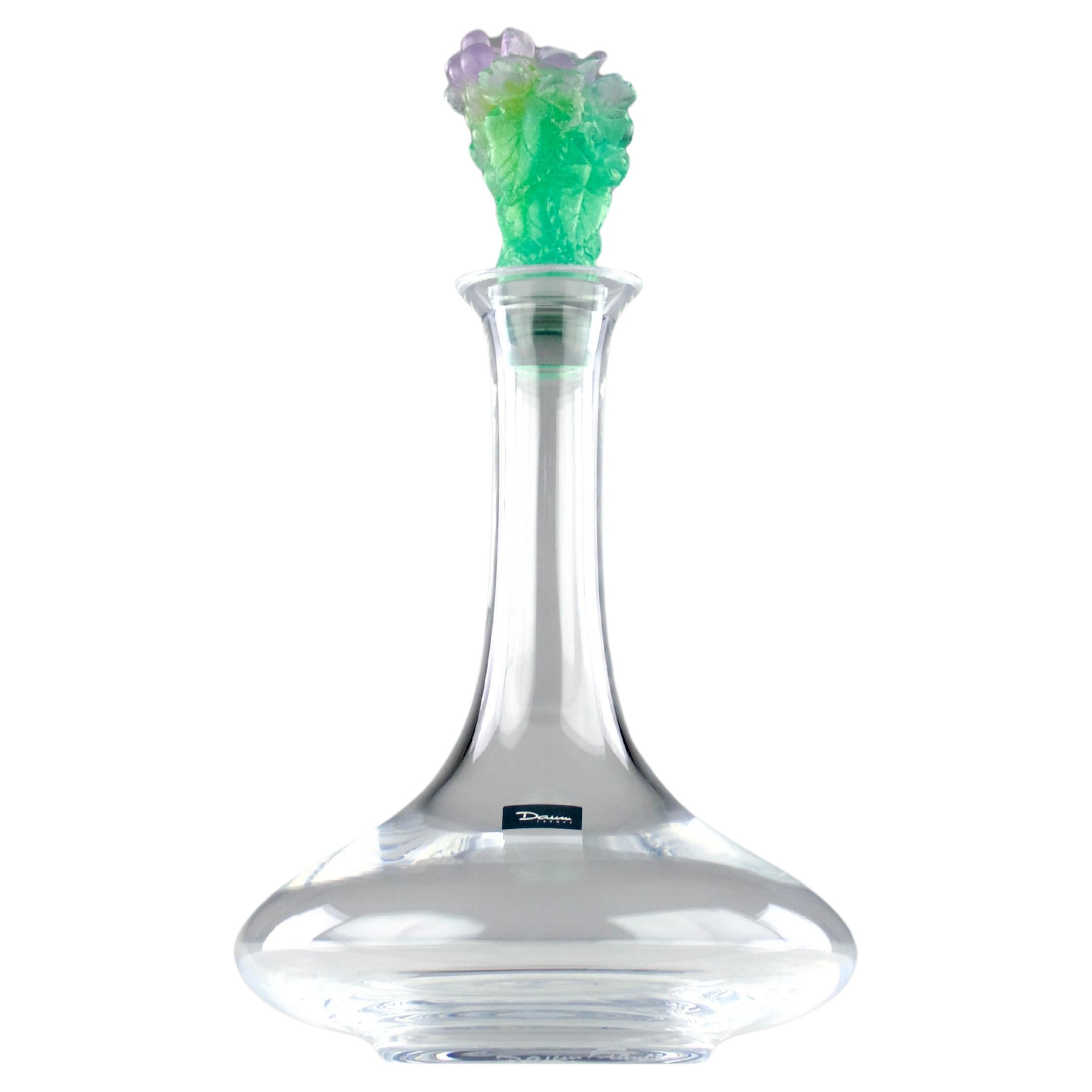 Daum France, Grapevine Decanter Carafe, France 1980s Luxury Crystalware Service