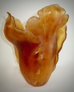 Daum France Large Leaf Crystal Vase, Signed