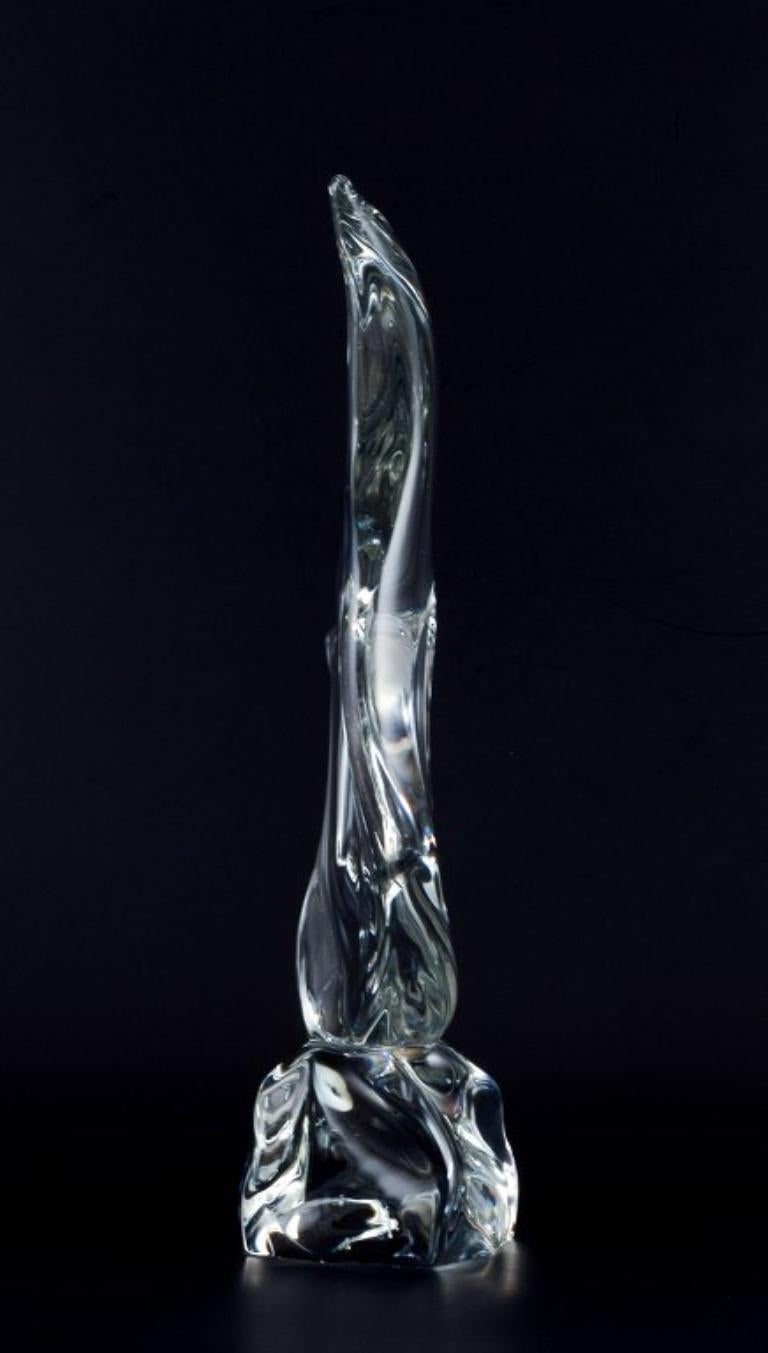 Vetro artistico Daum, Francia. Grande scultura in vetro artistico trasparente. Forma astratta. in vendita