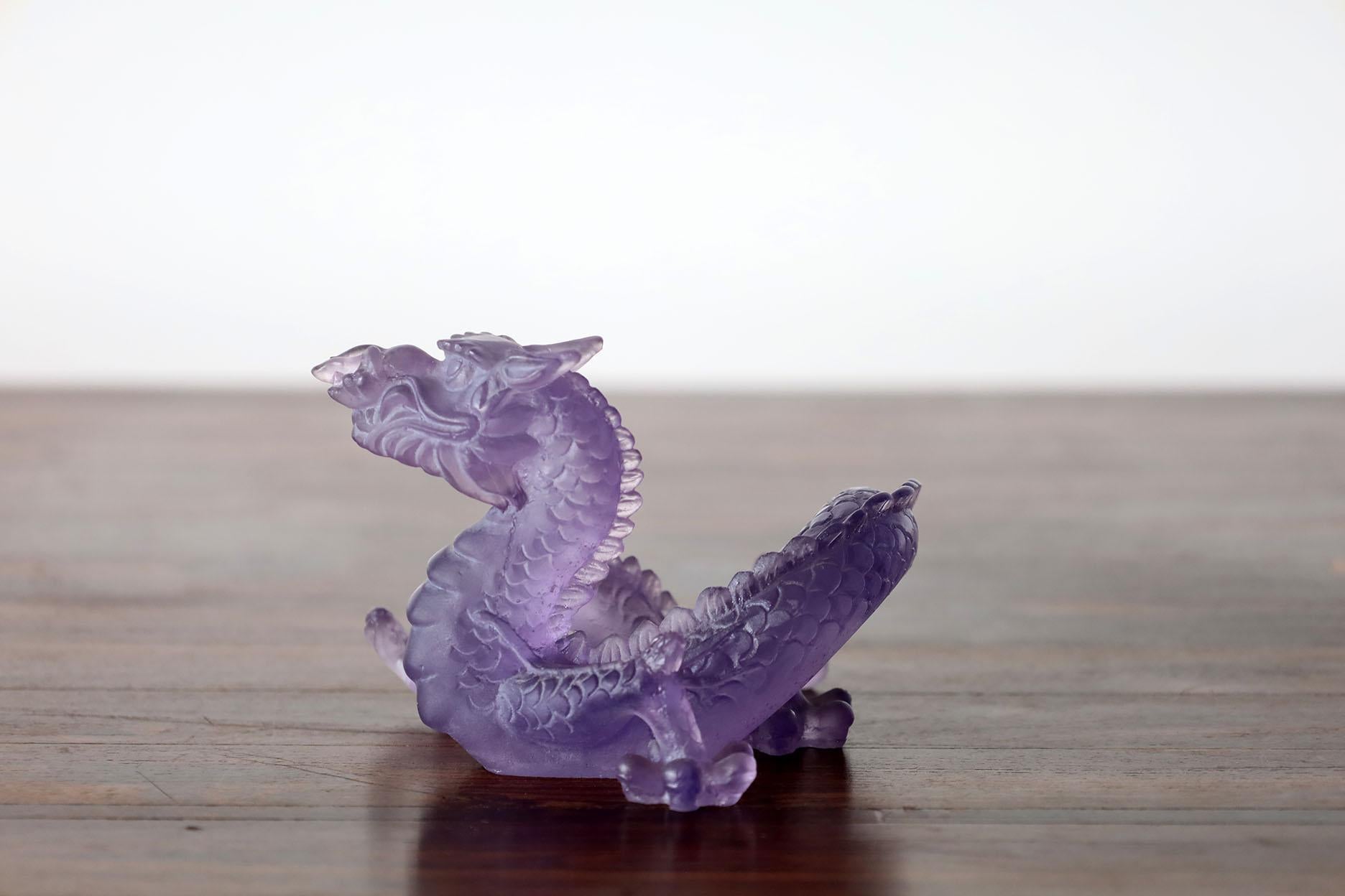 Daum France Le Amethyst Crystal Dragon Sculpture For Sale 4
