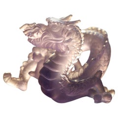 Daum France Le Amethyst Crystal Dragon Sculpture