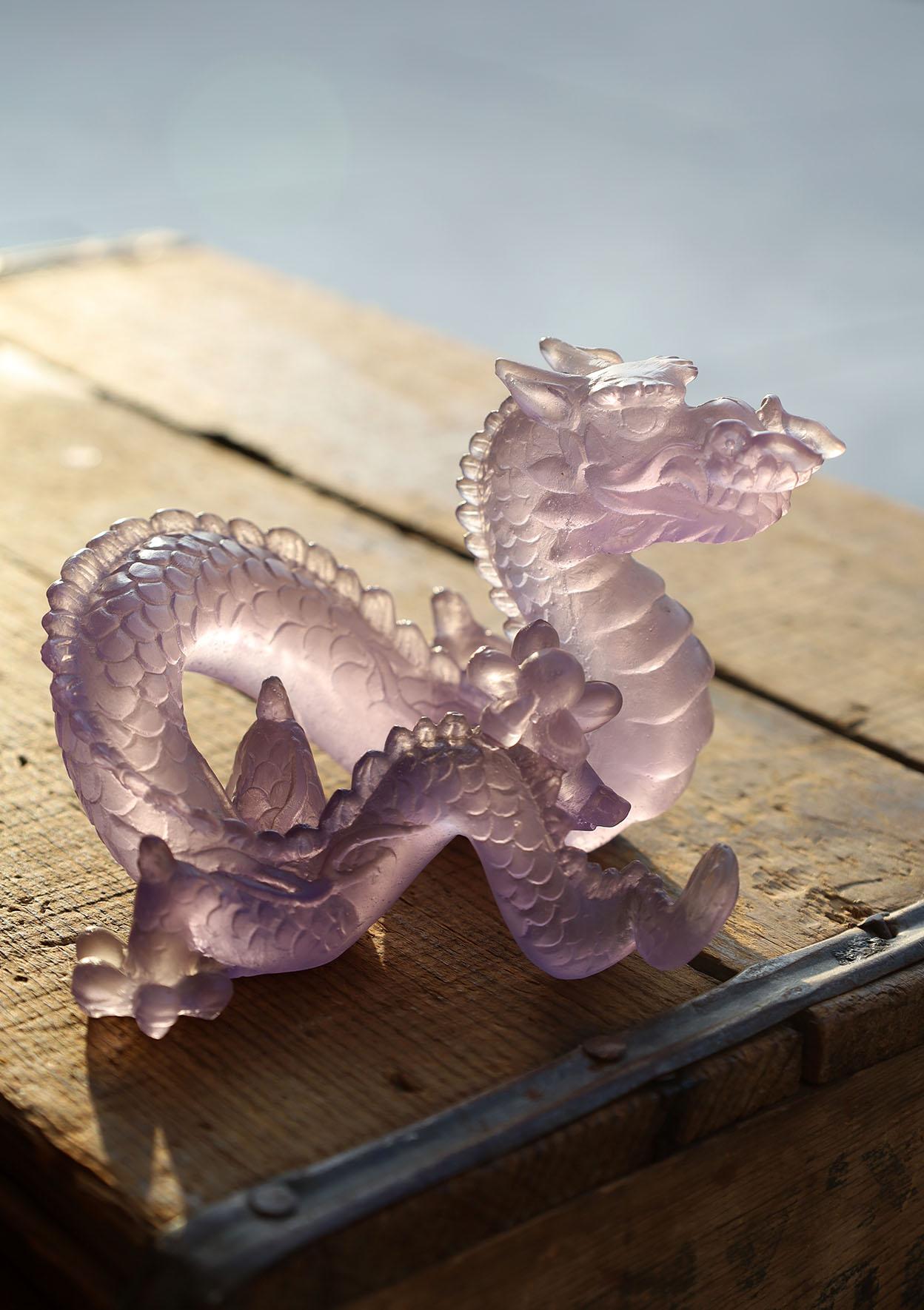 Daum France Le Amethyst Crystal Dragon Sculpture In Good Condition For Sale In Mérida, YU