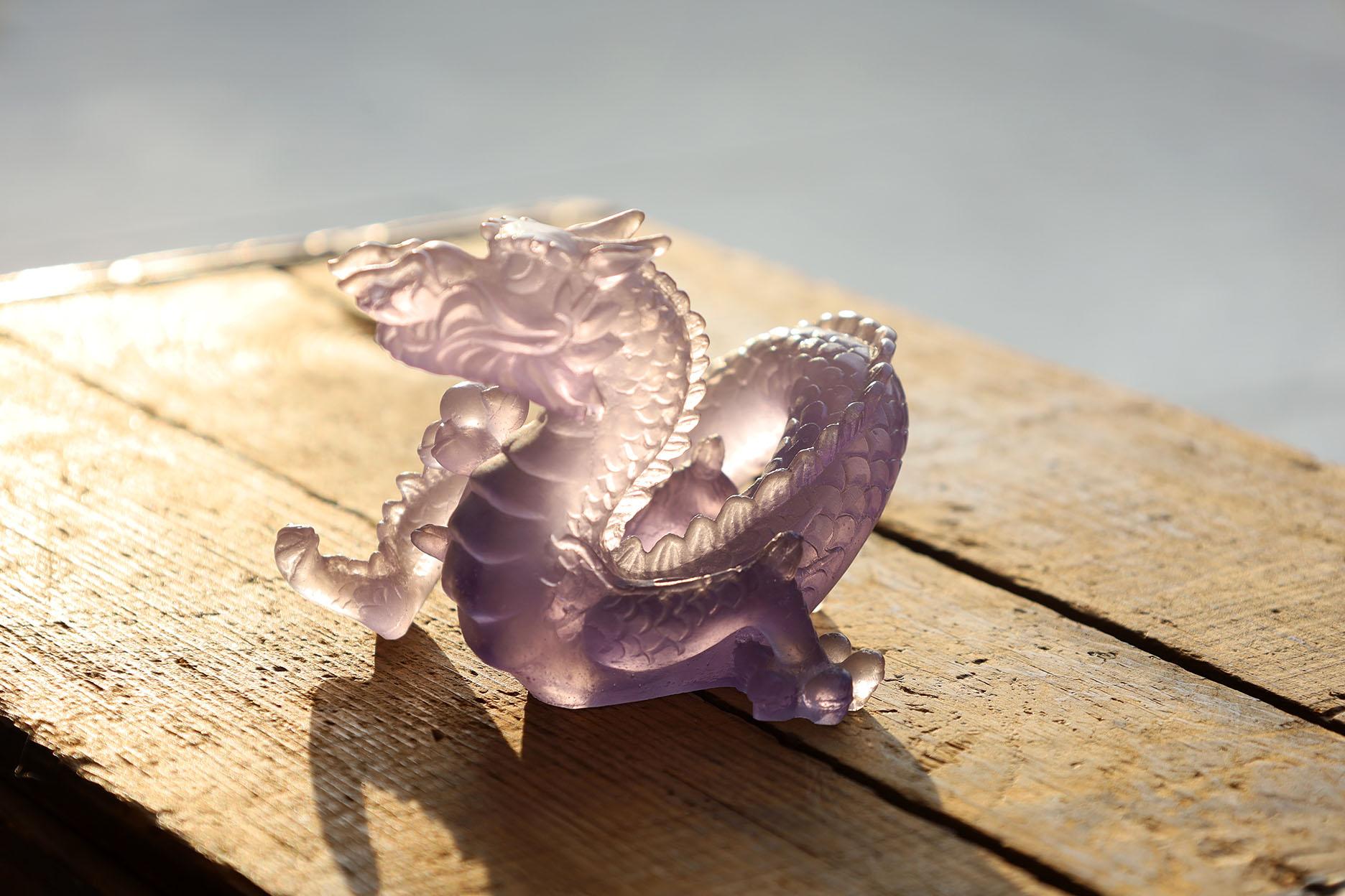 Contemporary Daum France Le Amethyst Crystal Dragon Sculpture For Sale