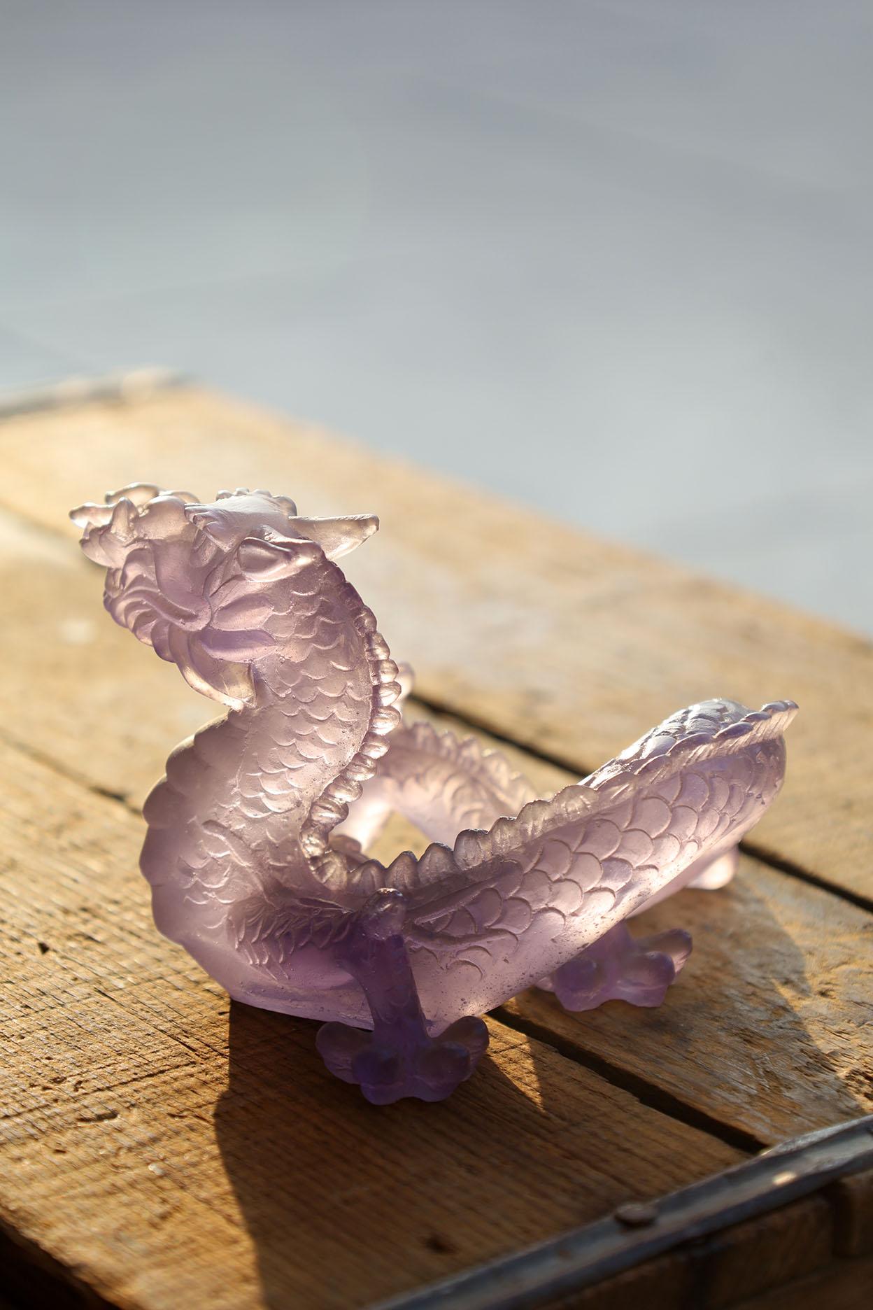 Daum France Le Amethyst Crystal Dragon Sculpture For Sale 2
