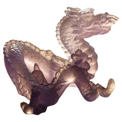 Daum France Le Amethyst Crystal Dragon Sculpture